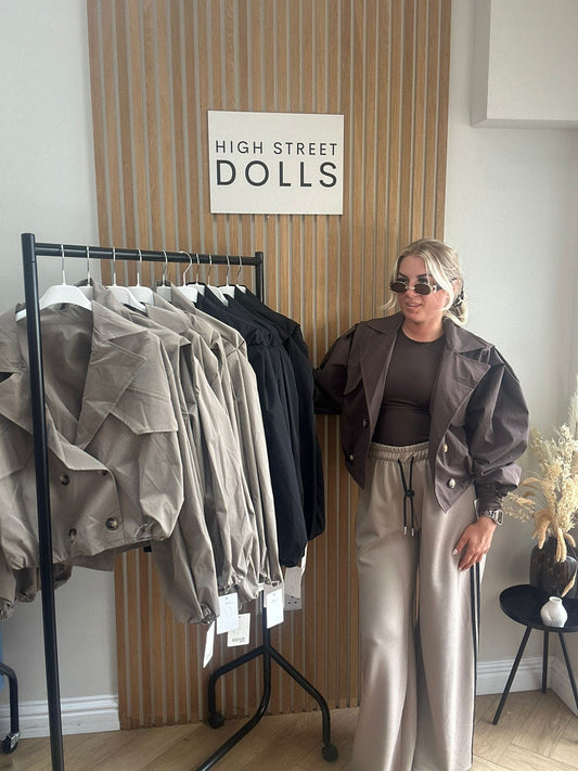 Riley Cropped Double Breasted Jacket Lightweight Trench Coat