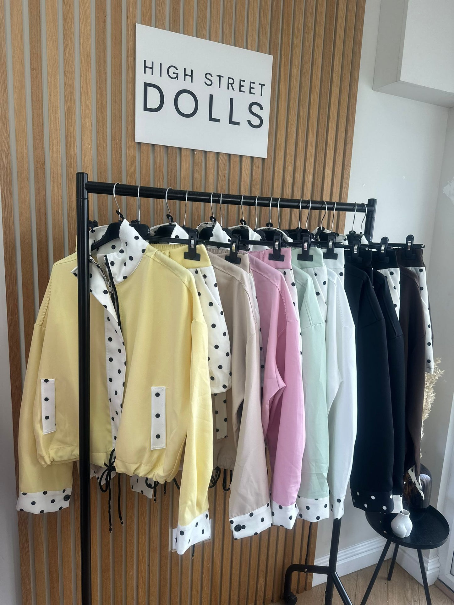 Sage Polka Dot Print Jacket and Shorts Holiday Spring Summer Women’s two piece co-ord Trending Viral Print Stripe Detail