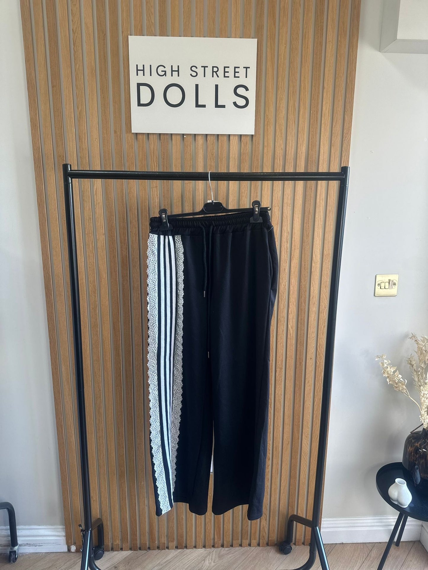Lacey Wide Leg Trousers Lace Stripe Details Spring Summer Holiday