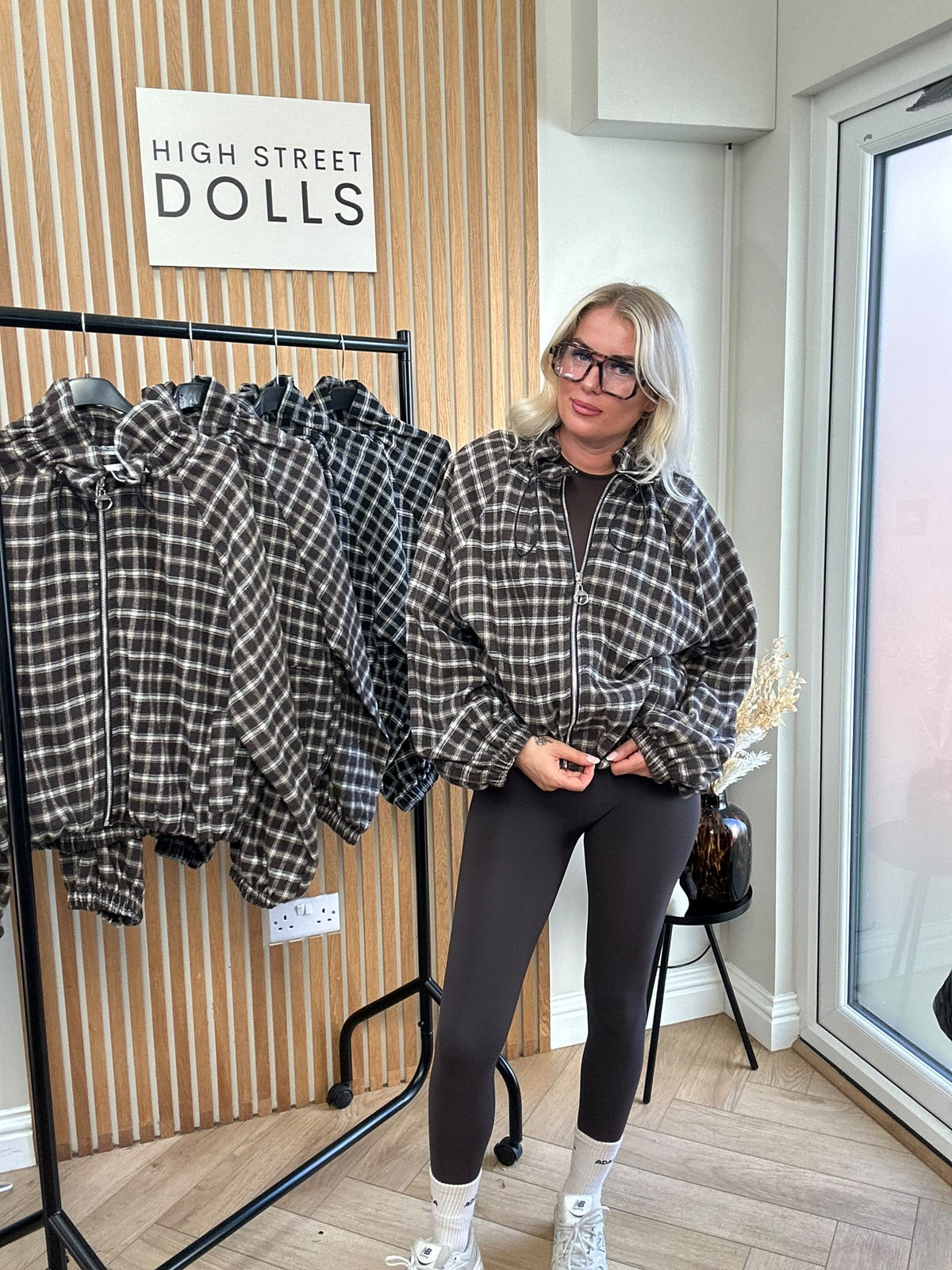 Harley Checkered Lightweight Soft Jacket – Women’s Cover-Up, Autumn/Winter Layer with Gathered Funnel Neckline