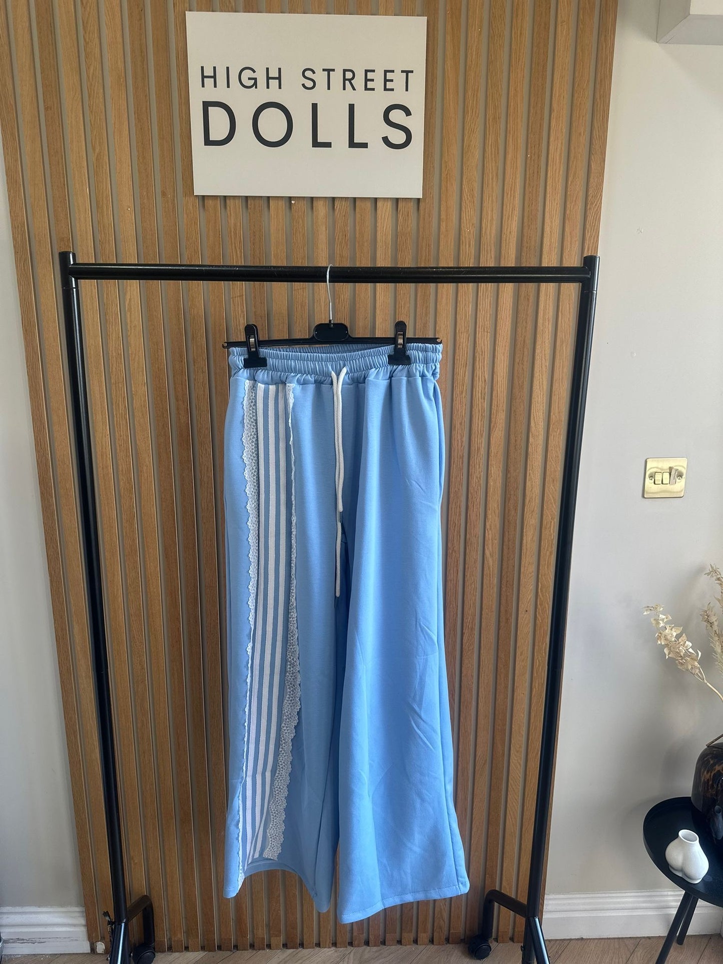 Lacey Wide Leg Trousers Lace Stripe Details Spring Summer Holiday