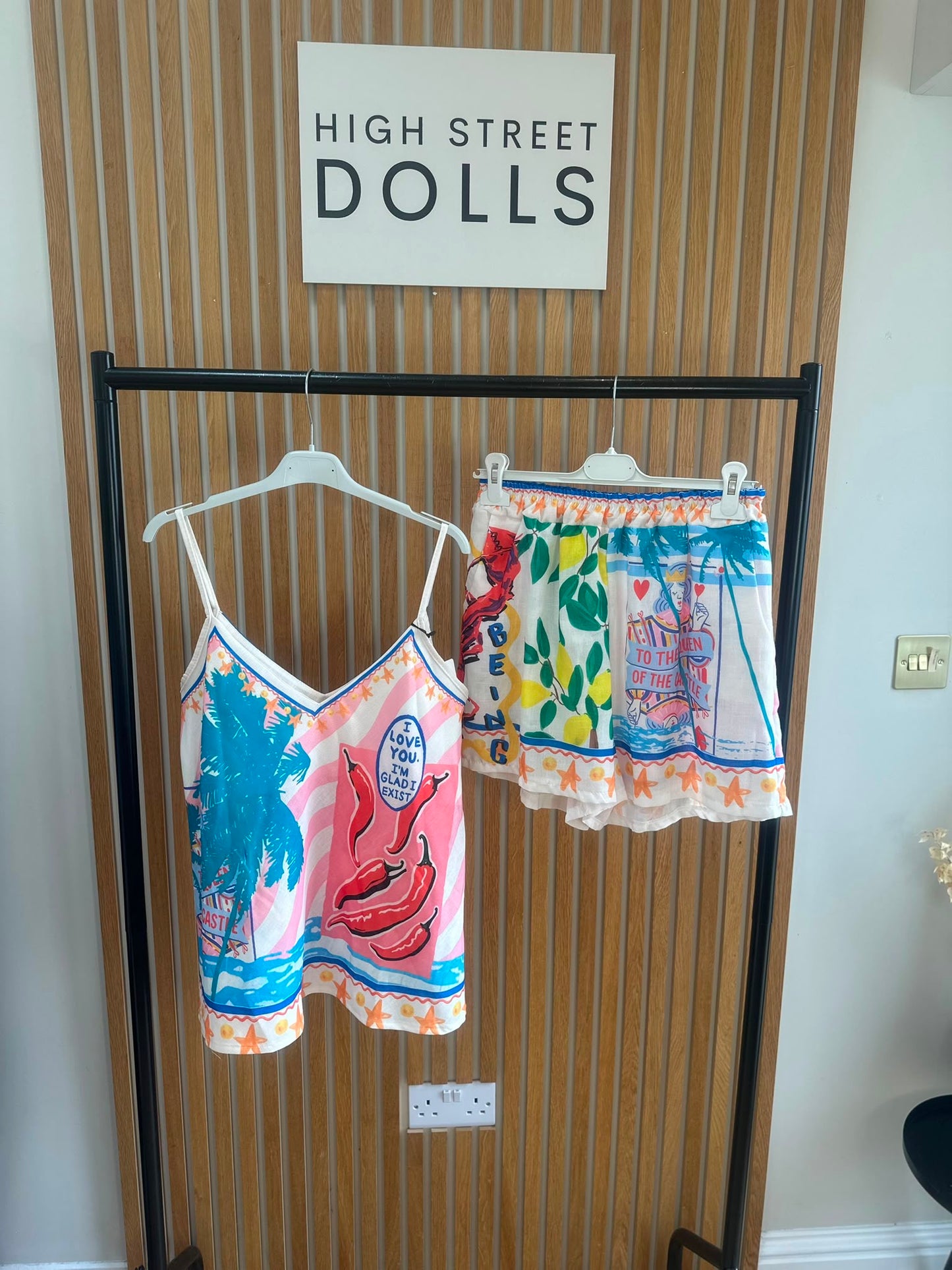 Dominica Strap Top and Shorts Bright Summer Prints Holiday Spaghetti Strap Co Ord Two Piece