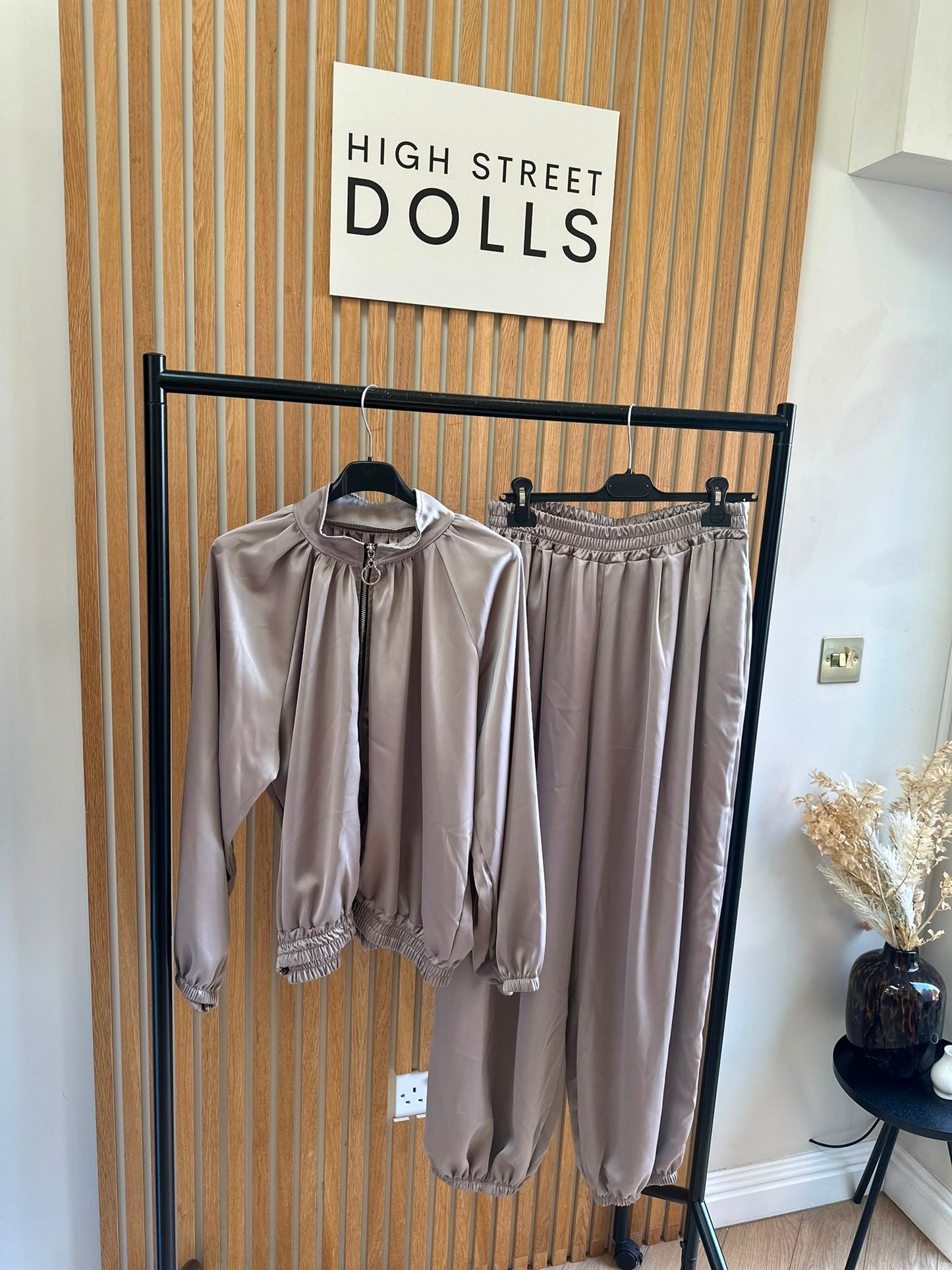 Blair Satin Harem Tracksuit Two-Piece Bomber Jacket Style Co-Ord, Silky Satin Material Autumn Loungewear