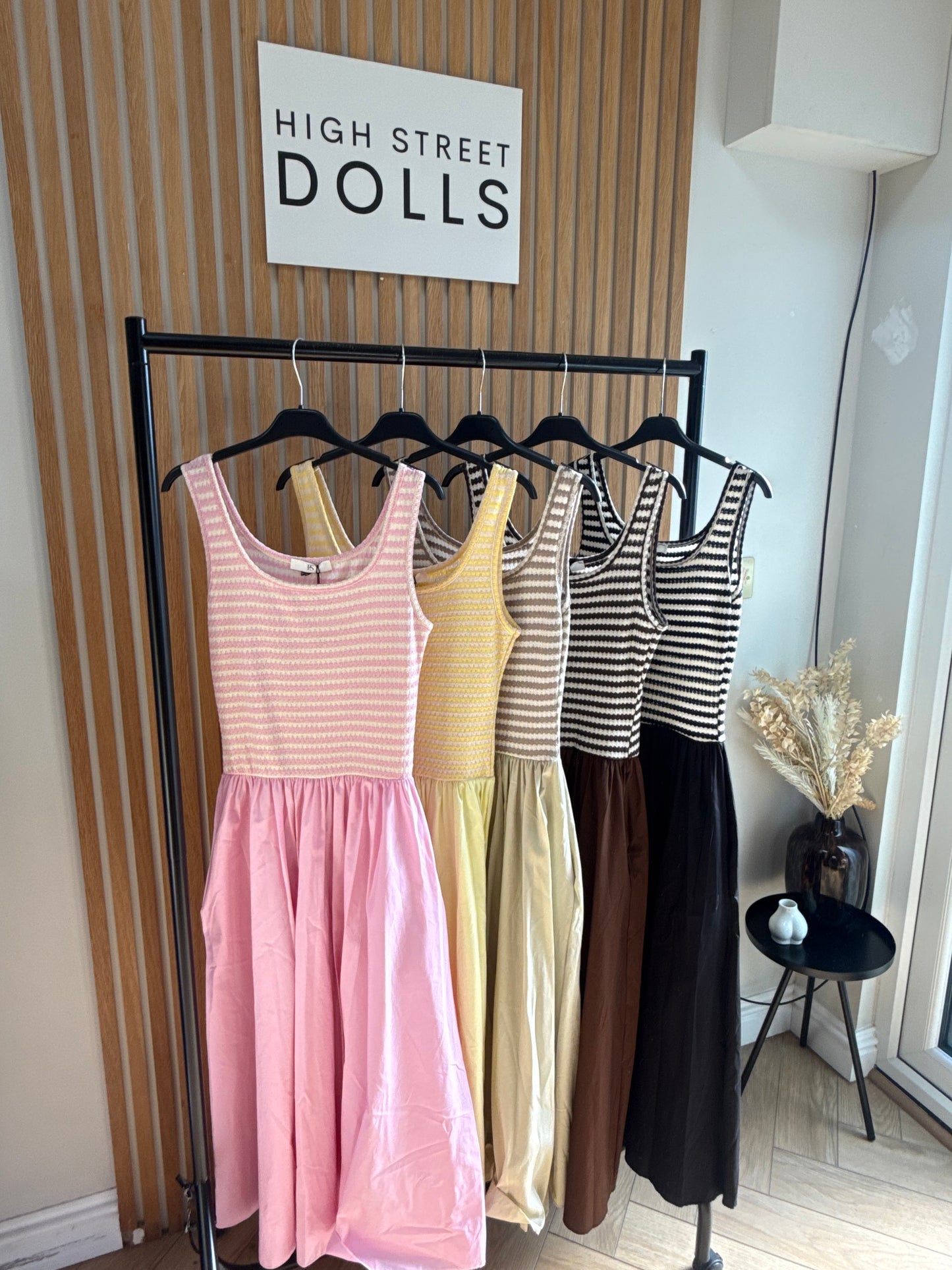 Sophia Maxi Dress Stripe Longline Gathered Skirt Ruffles Stretch Summer Holiday