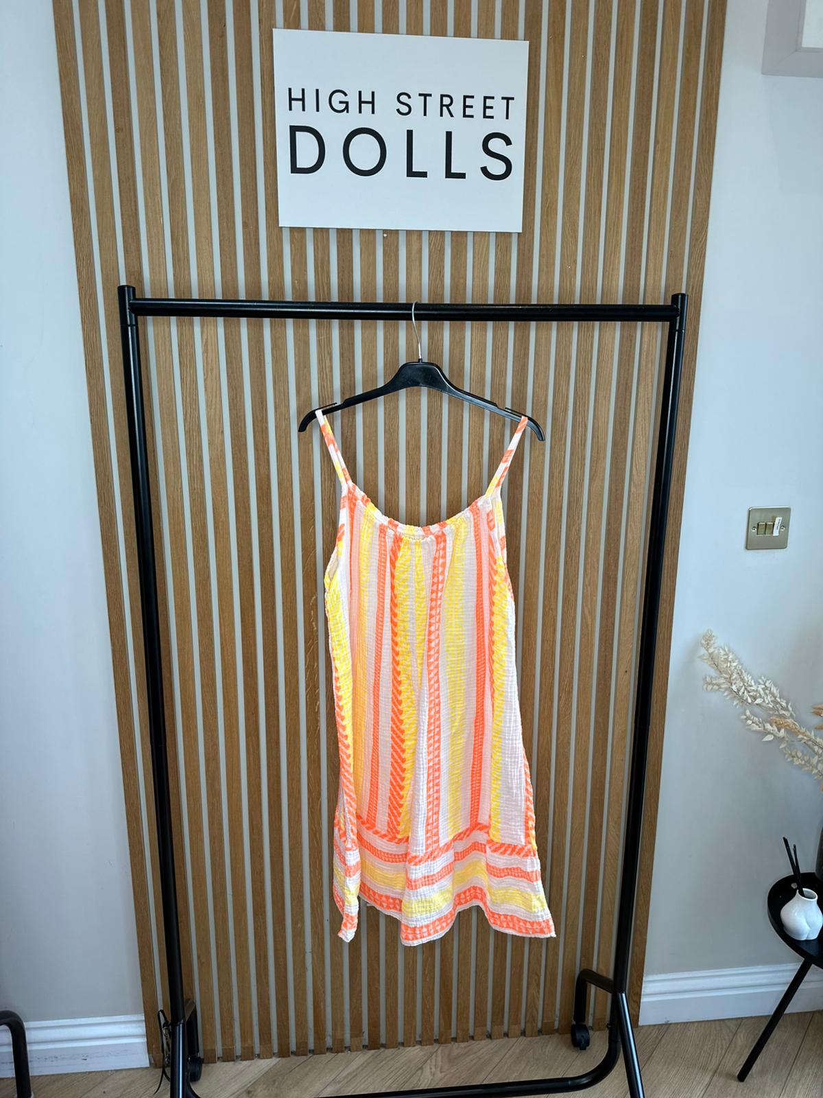 Ivy Cheesecloth Printed Dress Mini Length Stripe Print Holiday Summer