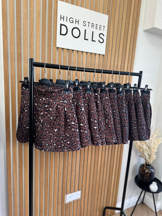 Gia Leopard Print Shorts with Pleats Spring Summer Jersey Shorts Stretch Fabric