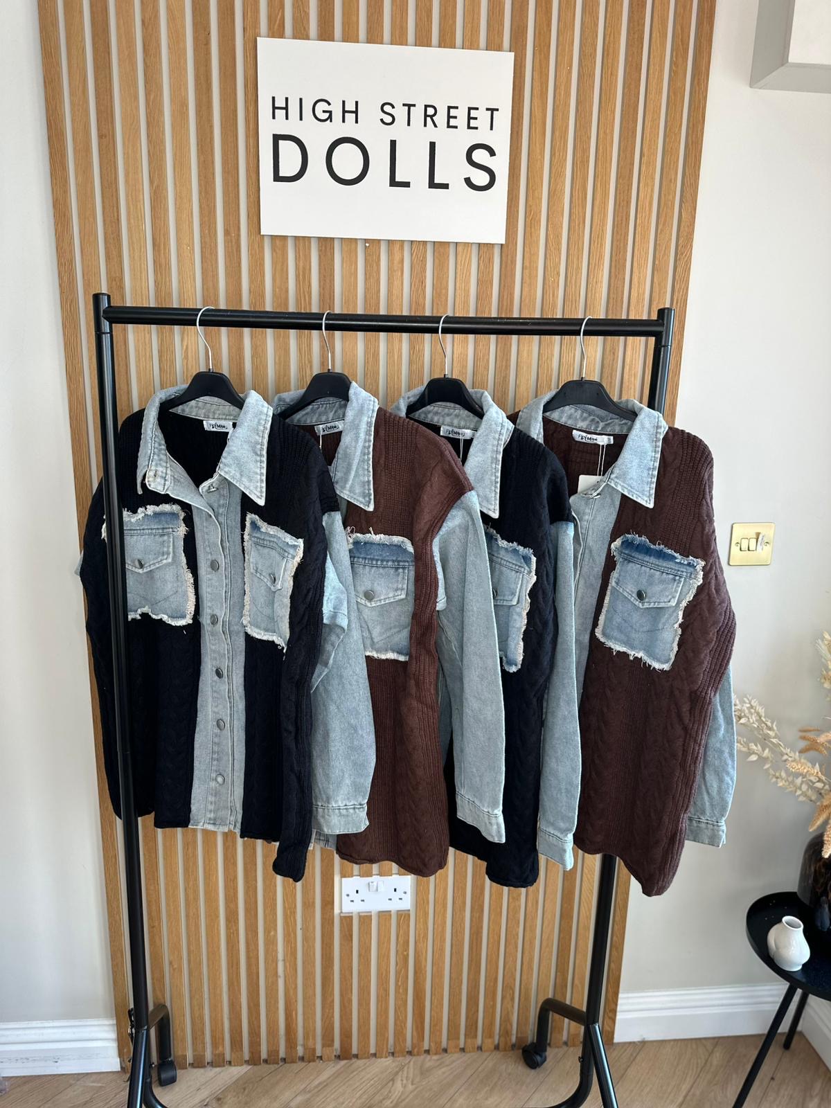 Elodie Denim Knit Shirt Shaket Jacket Women’s Top