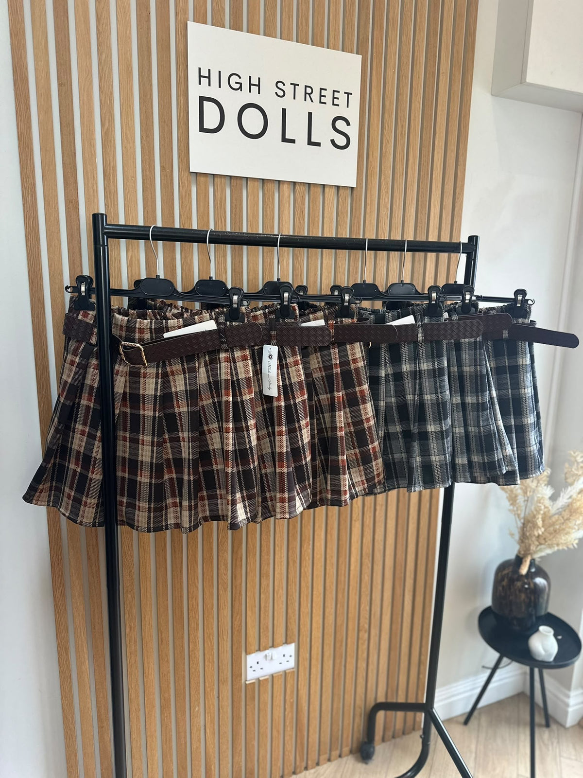 Cassidy Tartan Check Pleated Shorts/Skort – Belt Included, Front Pleated Skirt, Autumn Winter Women’s Fashion