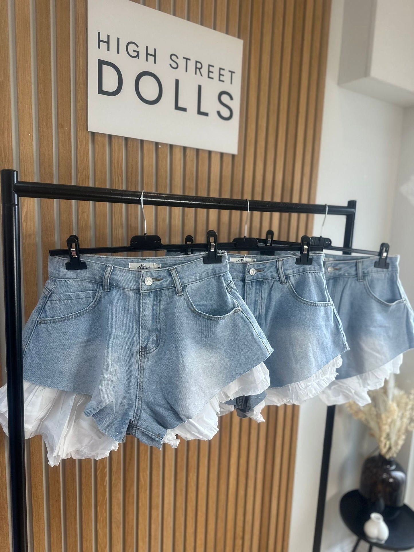 Polly Denim Shorts Denim Shorts with Ruffles Frilly High Waisted Spring Summer Holiday