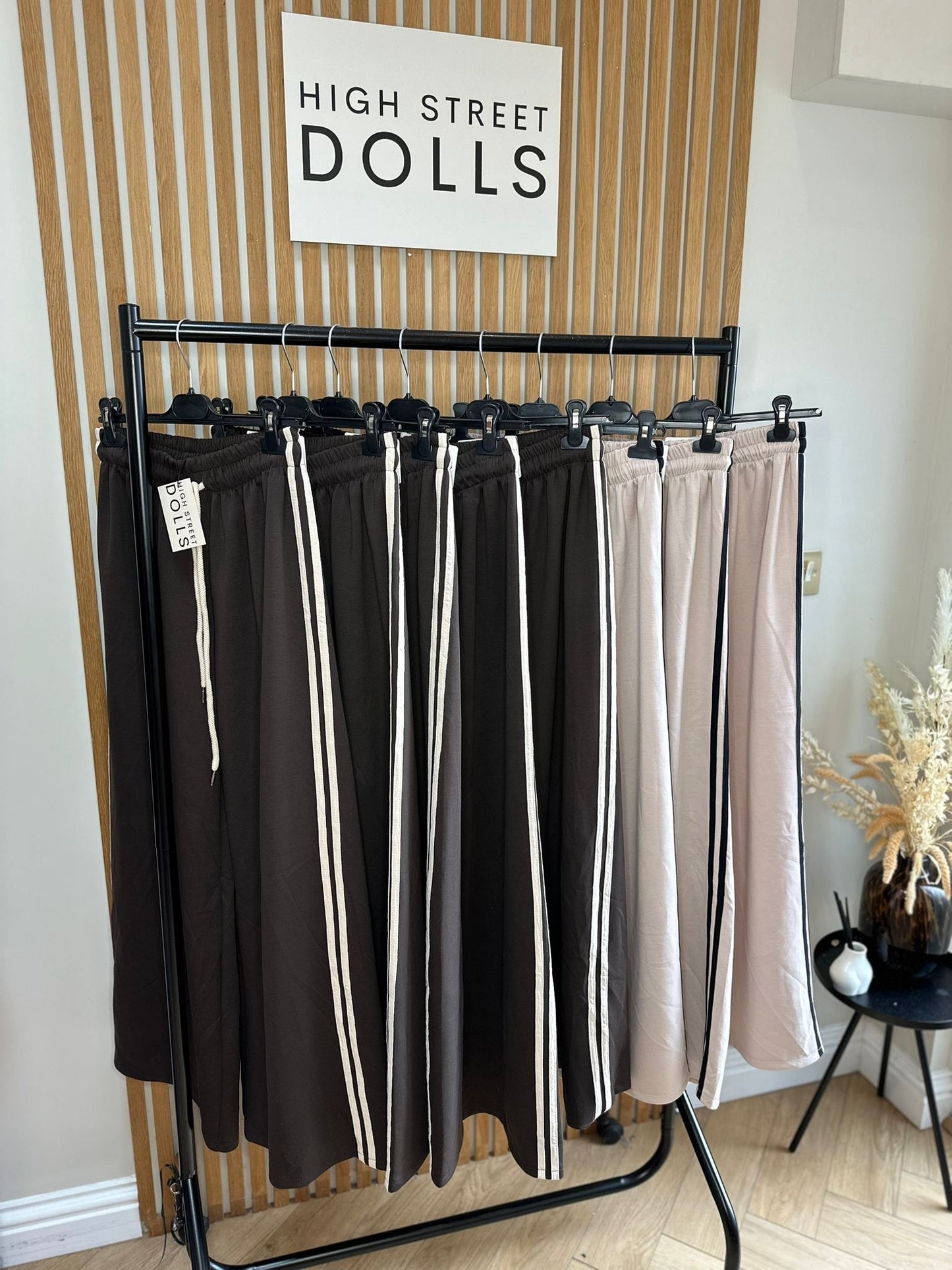 Khloe Trousers Wide Leg Flares Stripe Detail