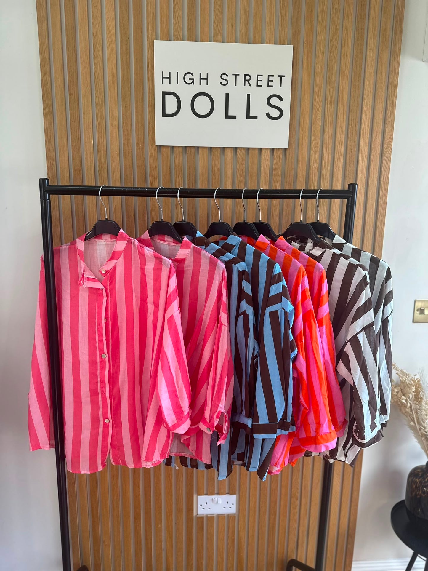 Coral Oversized Striped Shirt Bold Bright Summer Holiday Style