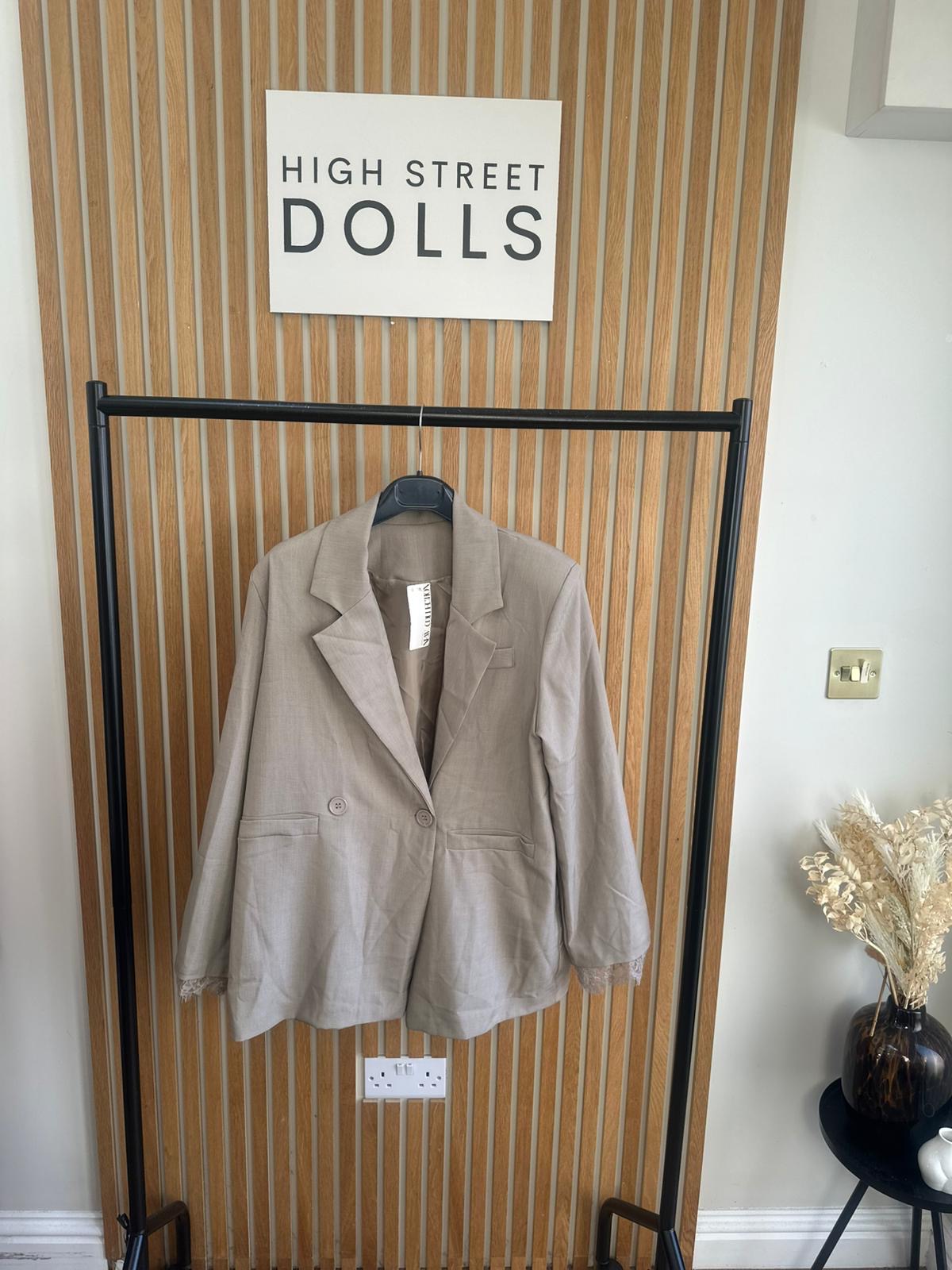 Roxy Oversized Blazer Lace Detail Single Breasted Daywear Evening Wear Winter Spring Summer Pastels