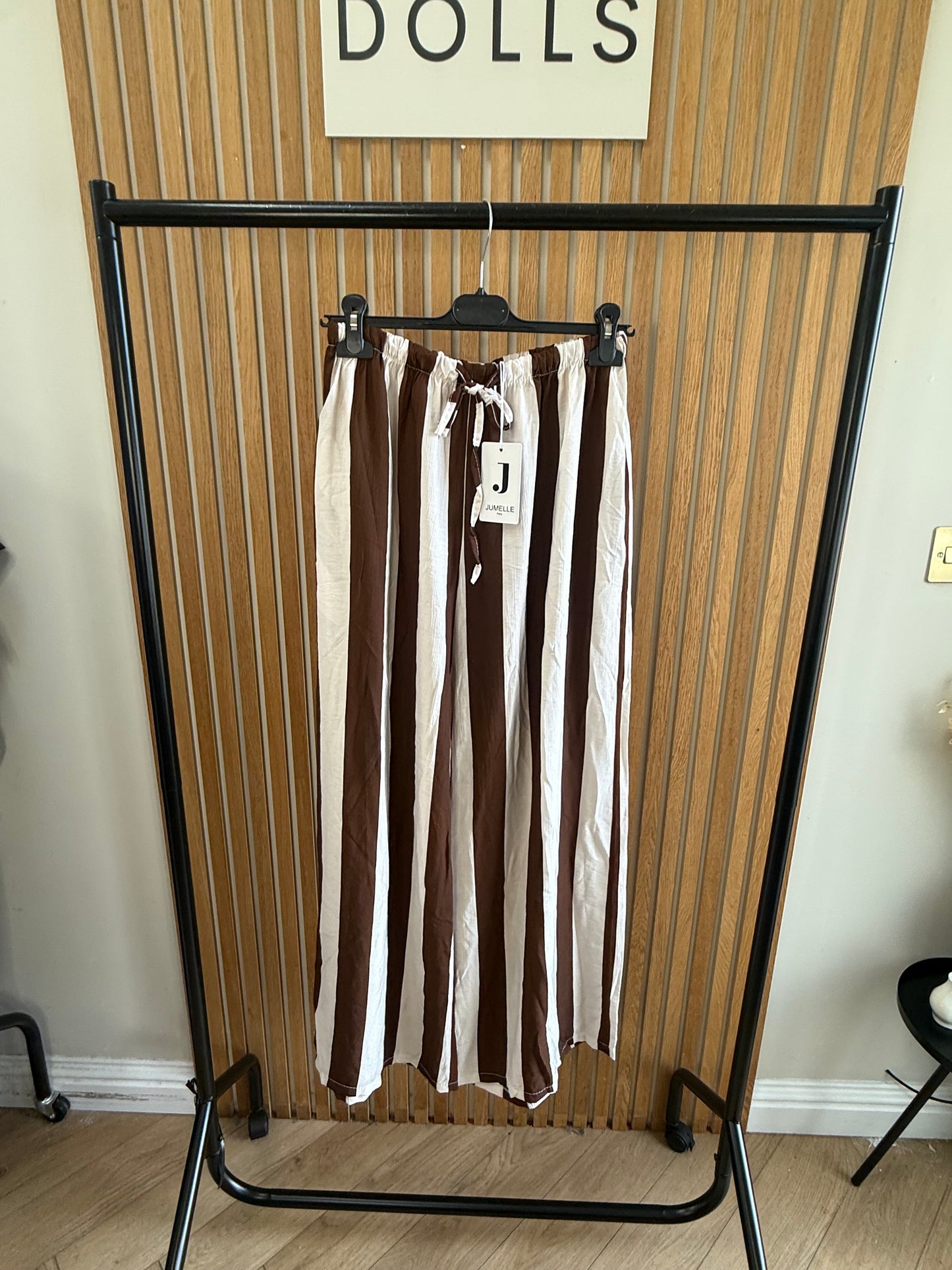 Lollie Wide Leg Trousers Light Weight Linen Style Summer Bright Stripes
