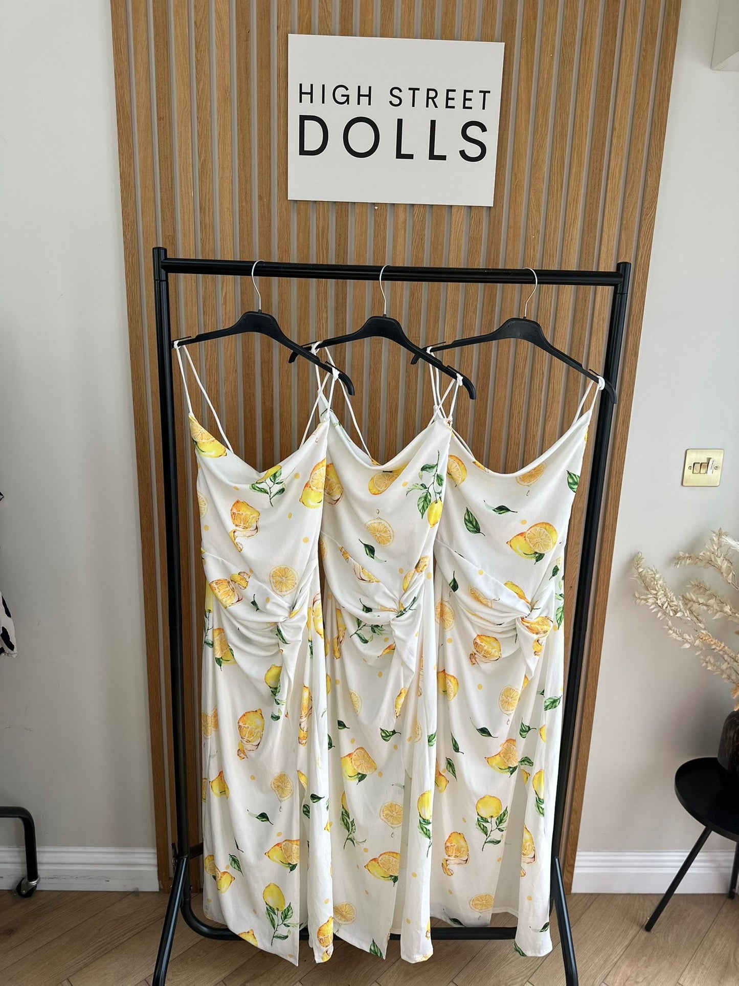 Sicily Lemon Midi Dress Printed spaghetti strap dress