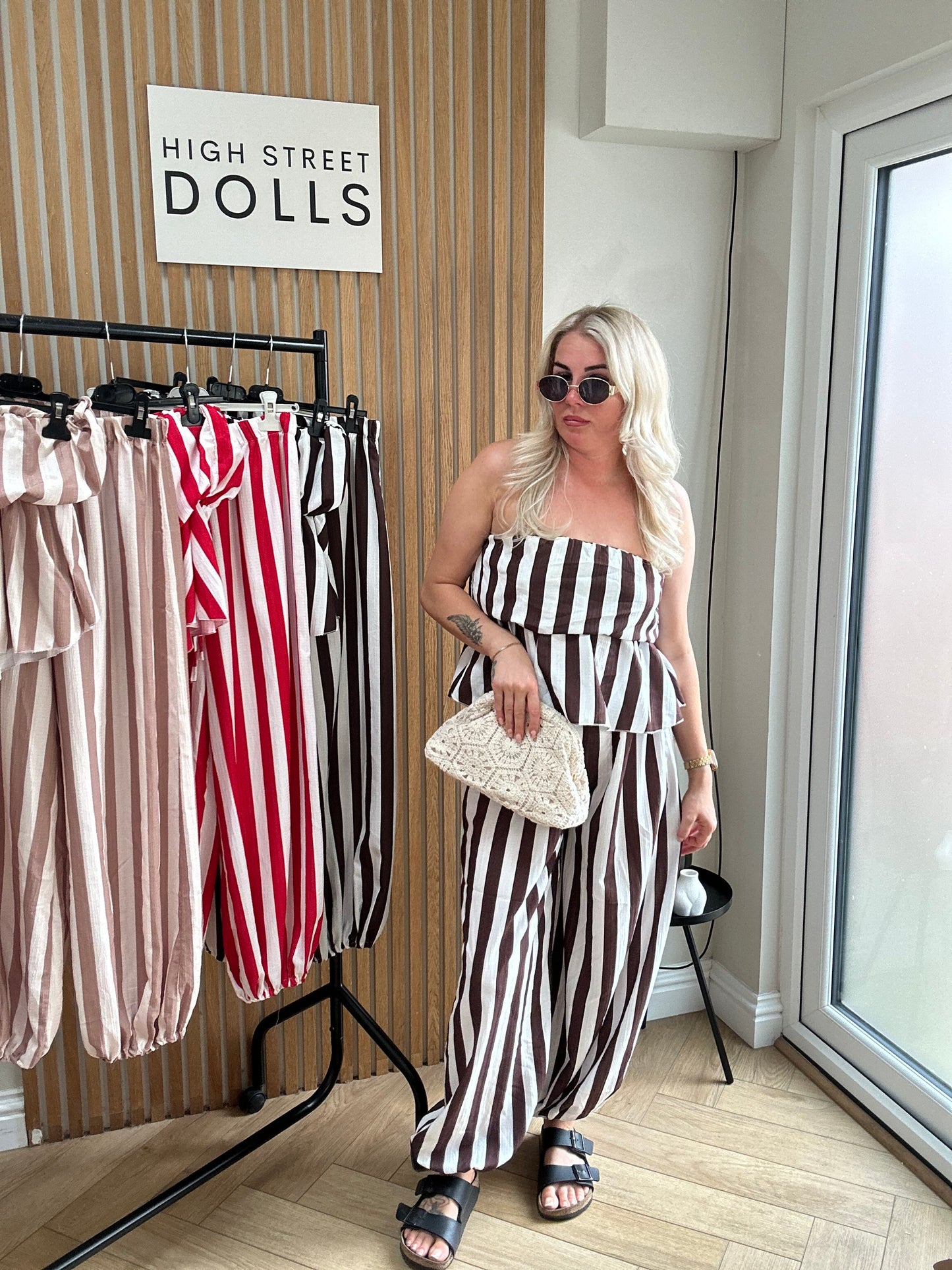 Kandy Stripe Top and Trouser Set Womens Two Piece Co ordinate Summer Holiday