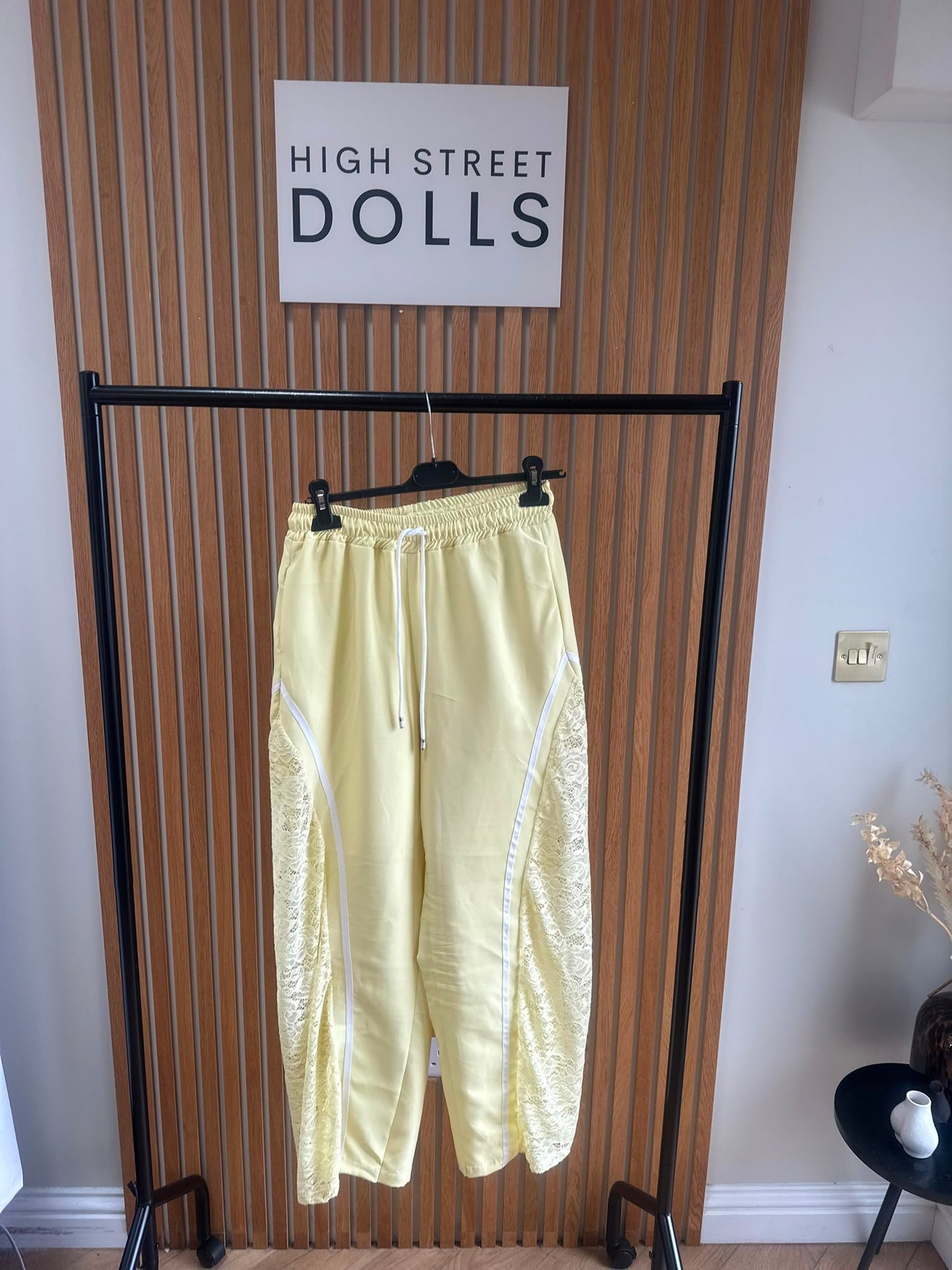Sugar Lace Trousers Wide Leg Activewear Stripe Details Spring Summer Holiday Elastic Waistband