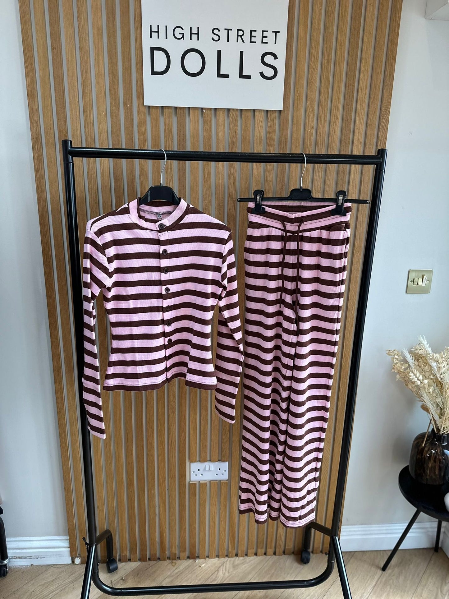 Kady Striped Lounge Set Co Ord Cardigan and Trousers Long Sleeve Top Loungewear Two Piece Spring Summer