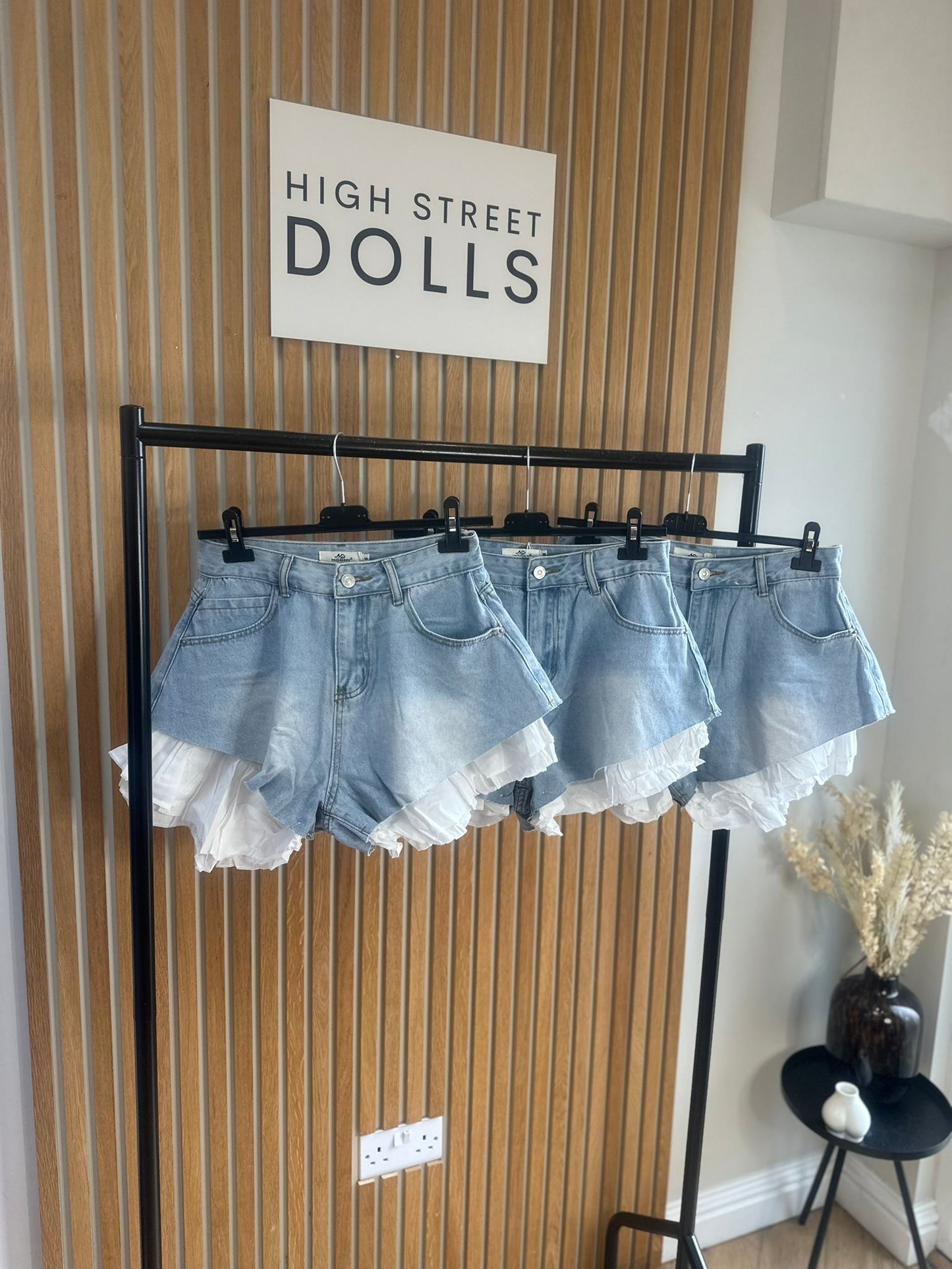 Polly Denim Shorts Denim Shorts with Ruffles Frilly High Waisted Spring Summer Holiday