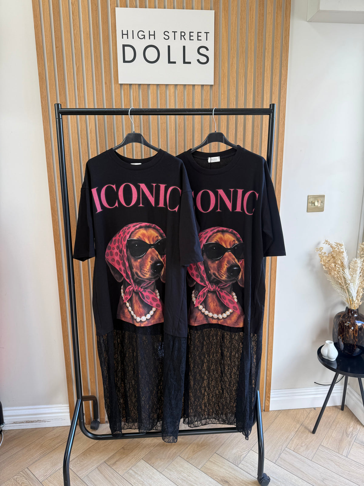 Teagan Oversized Lace T Shirt Dress Slogan Dog Print Longline Maxi Dress Summer Autumn