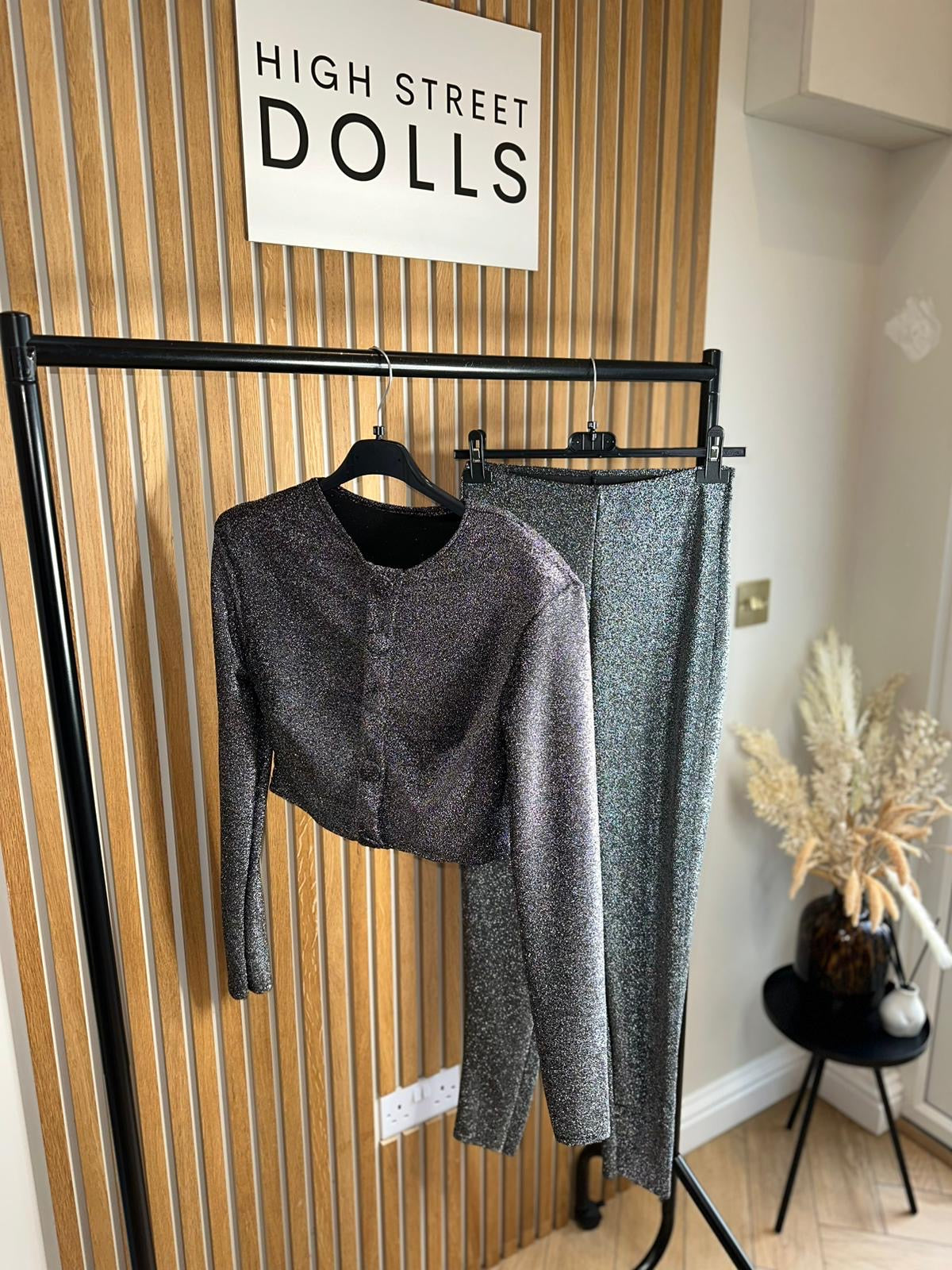 Festive Glitter Co Ordinate Trouser and Top Two Piece Festive Party Outfit