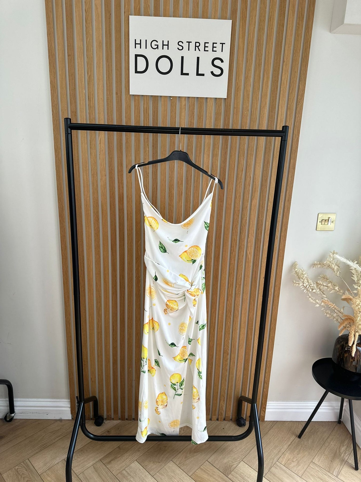 Sicily Lemon Midi Dress Printed spaghetti strap dress