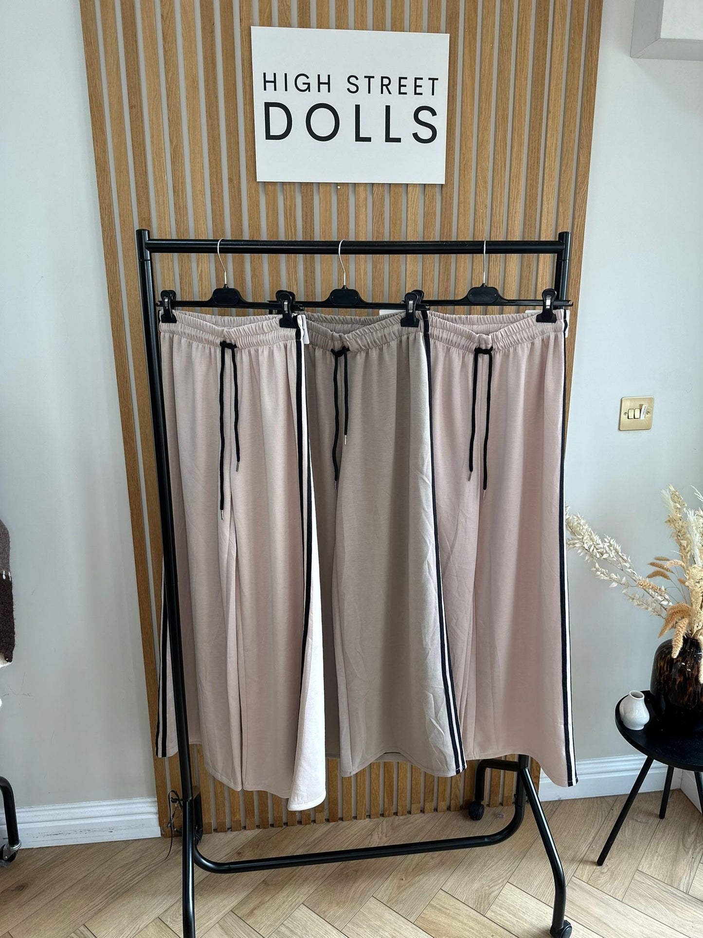 Khloe Trousers Wide Leg Flares Stripe Detail