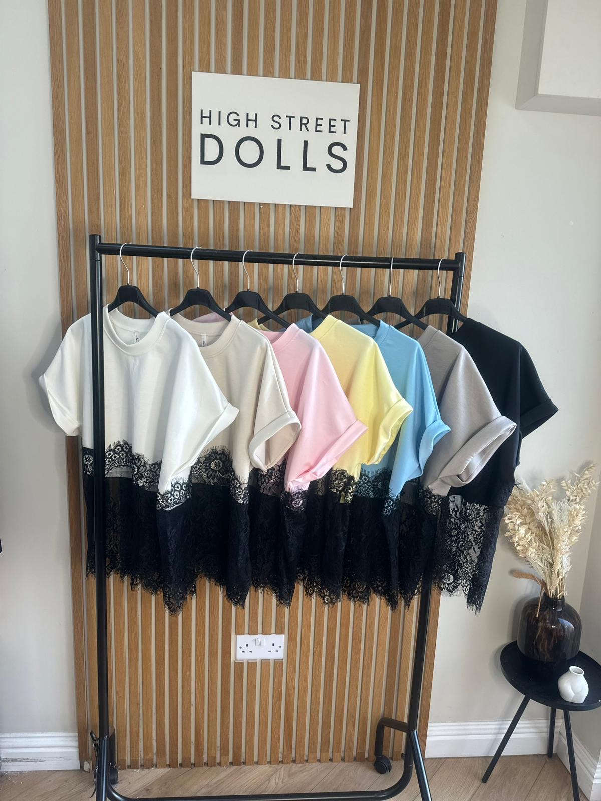 Emilia Lace Oversized T Shirt Short Sleeves Spring Summer
