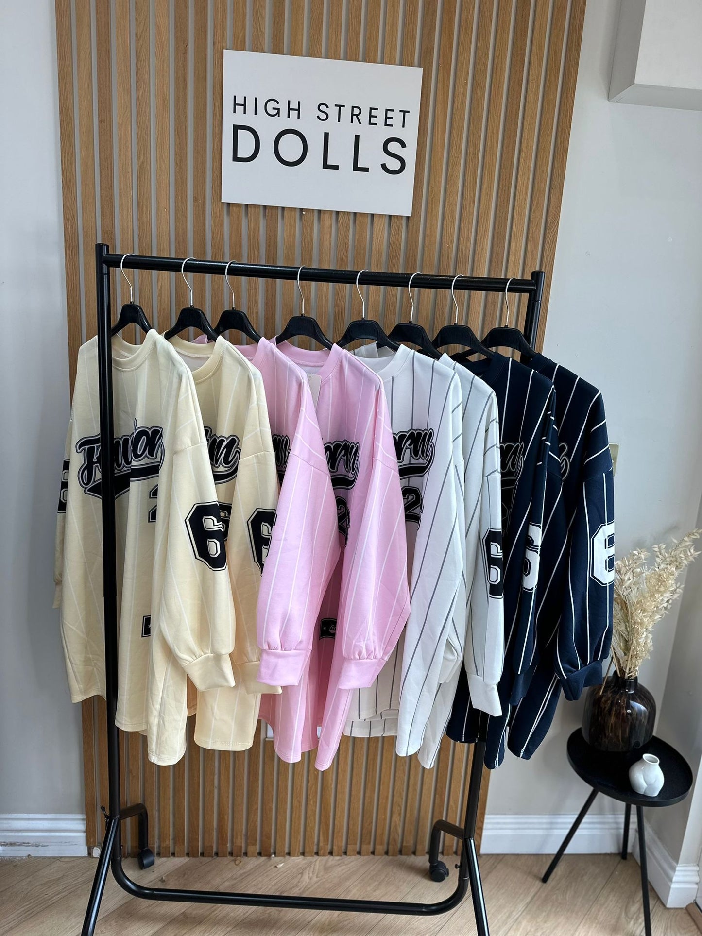 Aurora Oversized Baseball Top Dress Striped Design Slogan Jumper Long Sleeves Printed Spring Summer Baseball Basketball