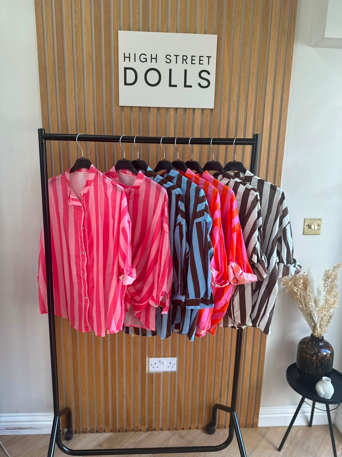 Coral Oversized Striped Shirt Bold Bright Summer Holiday Style