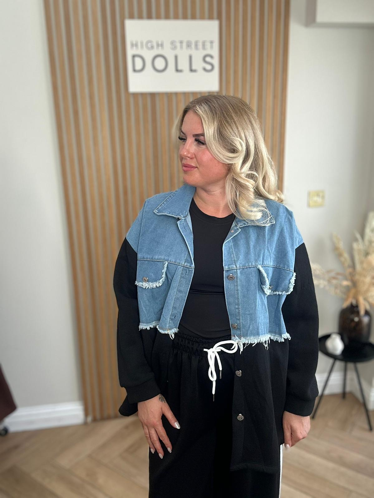 Bryony Oversized Shaket with Denim Details Shirt Jacket