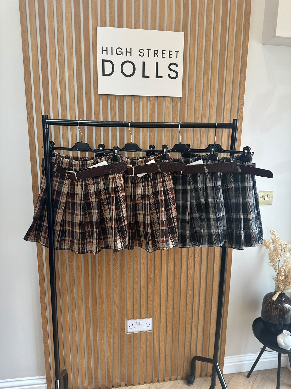Cassidy Tartan Check Pleated Shorts/Skort – Belt Included, Front Pleated Skirt, Autumn Winter Women’s Fashion