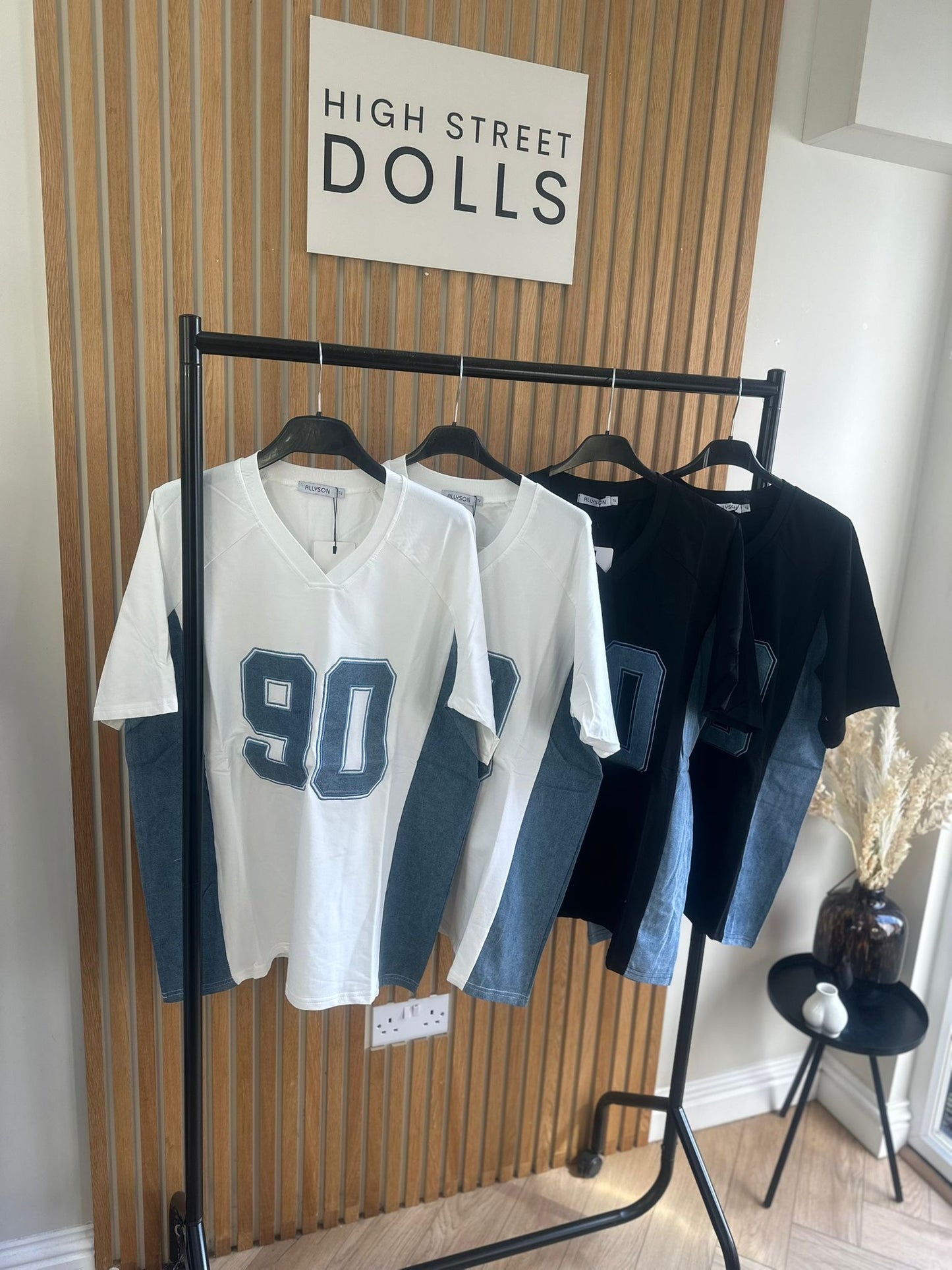 Darcie Baseball T Shirt Short Sleeves Slogan Denim Top Spring Summer Holiday