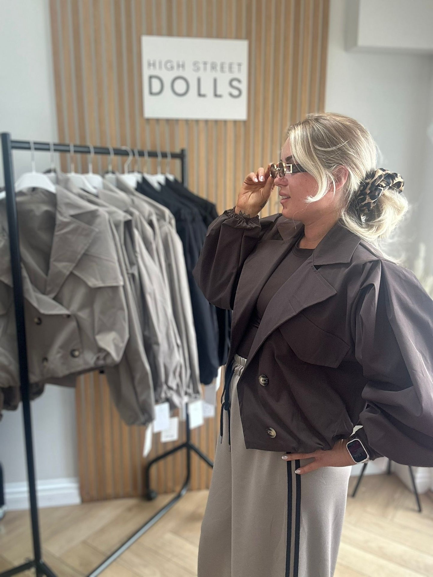 Riley Cropped Double Breasted Jacket Lightweight Trench Coat