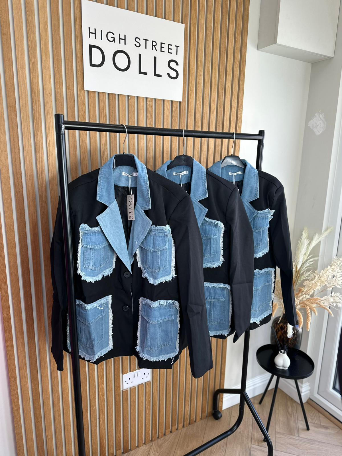Hailey Blazer Denim Pockets Womens Jacket