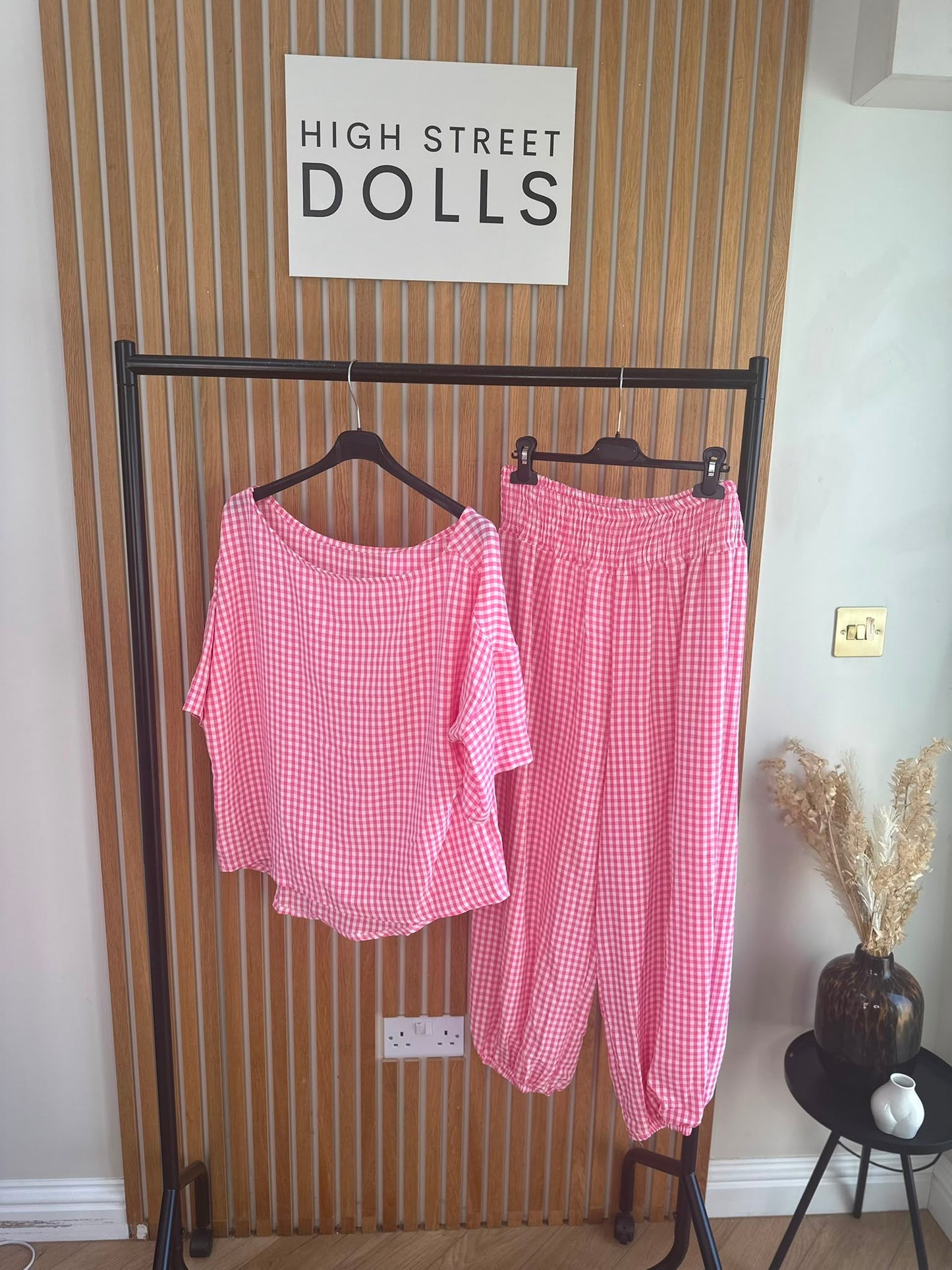 Shelley Gingham Co Ord Top and Trouser Set Summer Holiday Light Weight Material