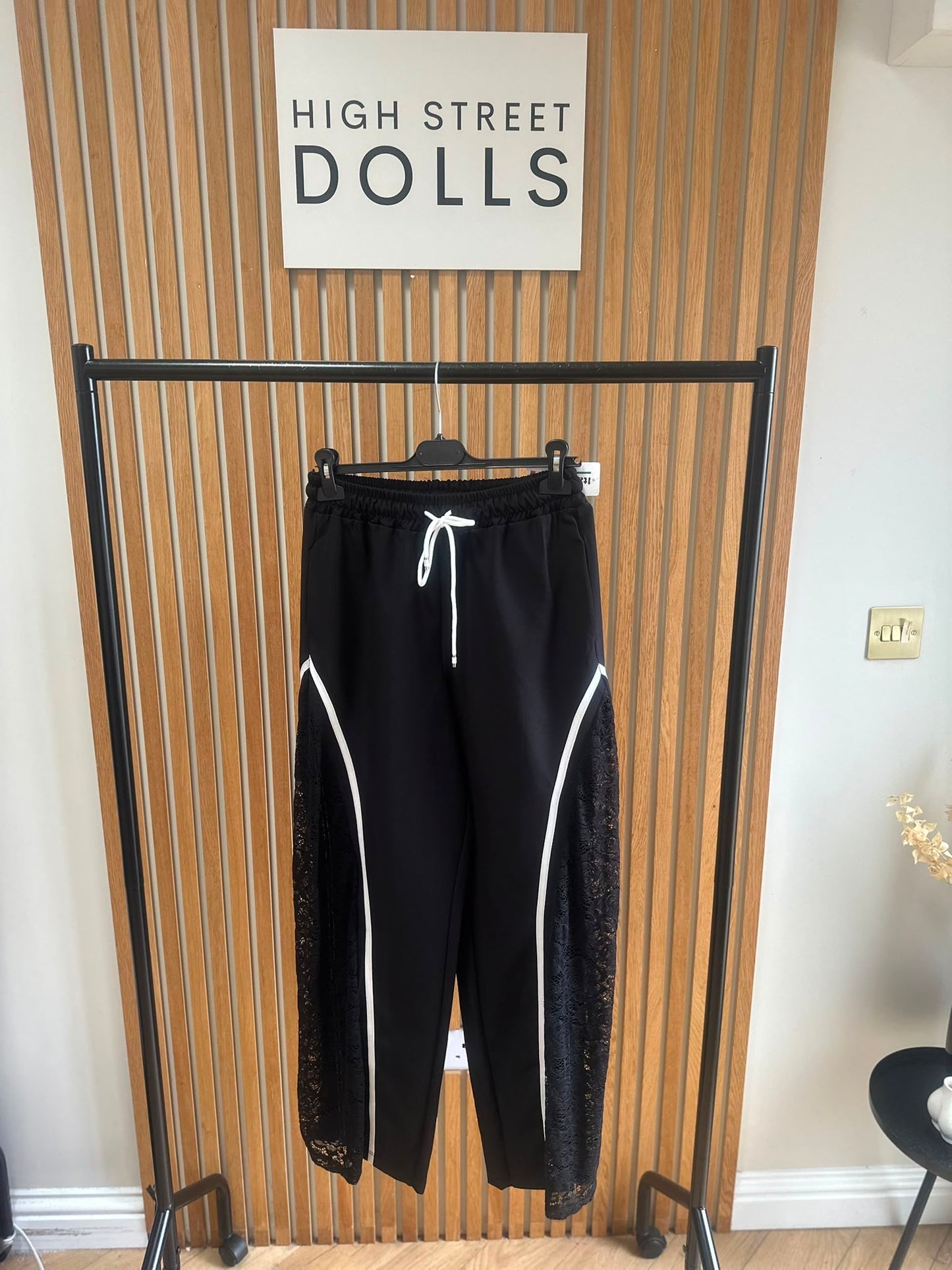 Sugar Lace Trousers Wide Leg Activewear Stripe Details Spring Summer Holiday Elastic Waistband