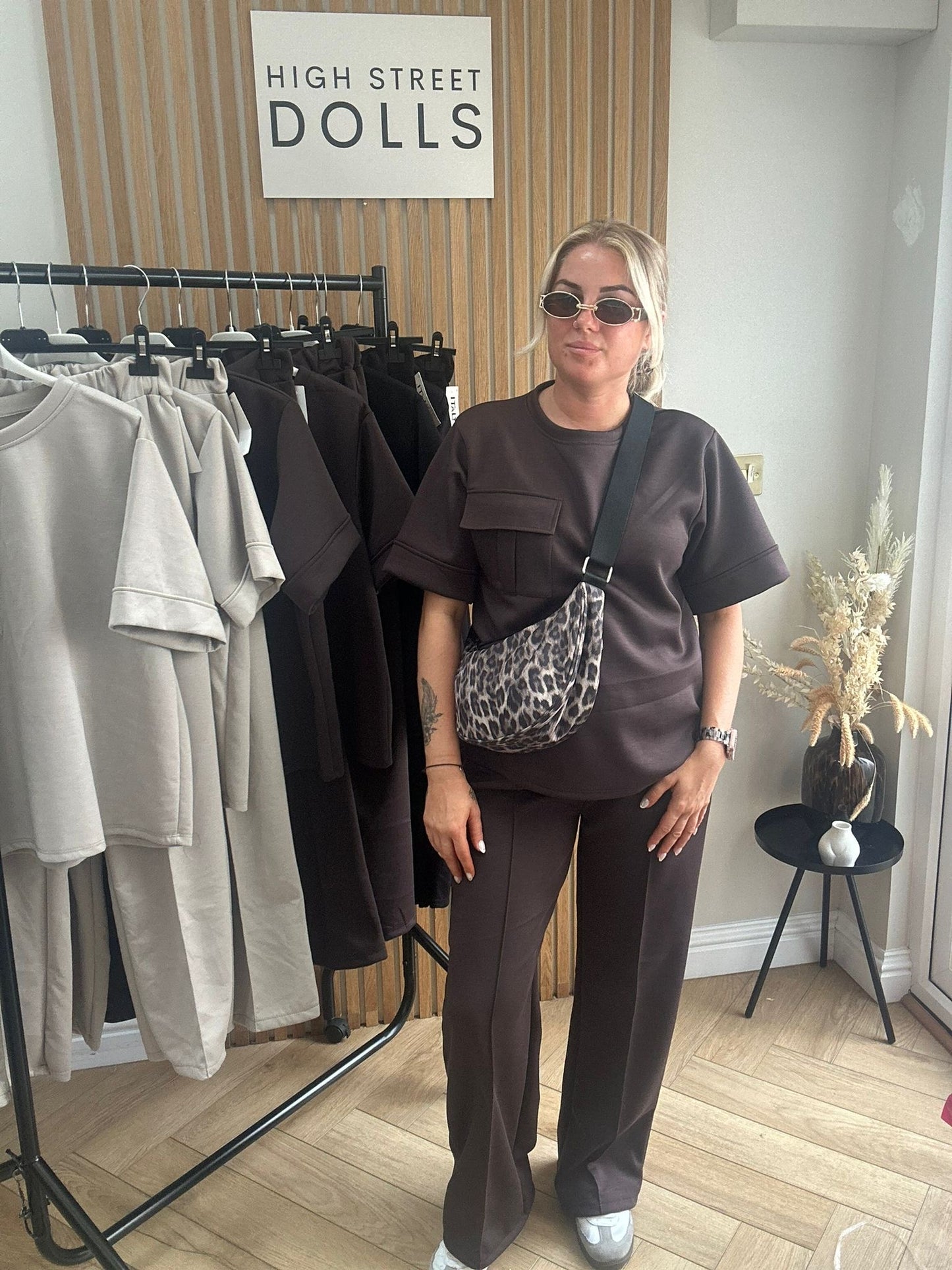 Piper Lounge Set T shirt with Wide leg Trousers Combat Pocket Tracksuit Loungewear Two Piece Co Ord