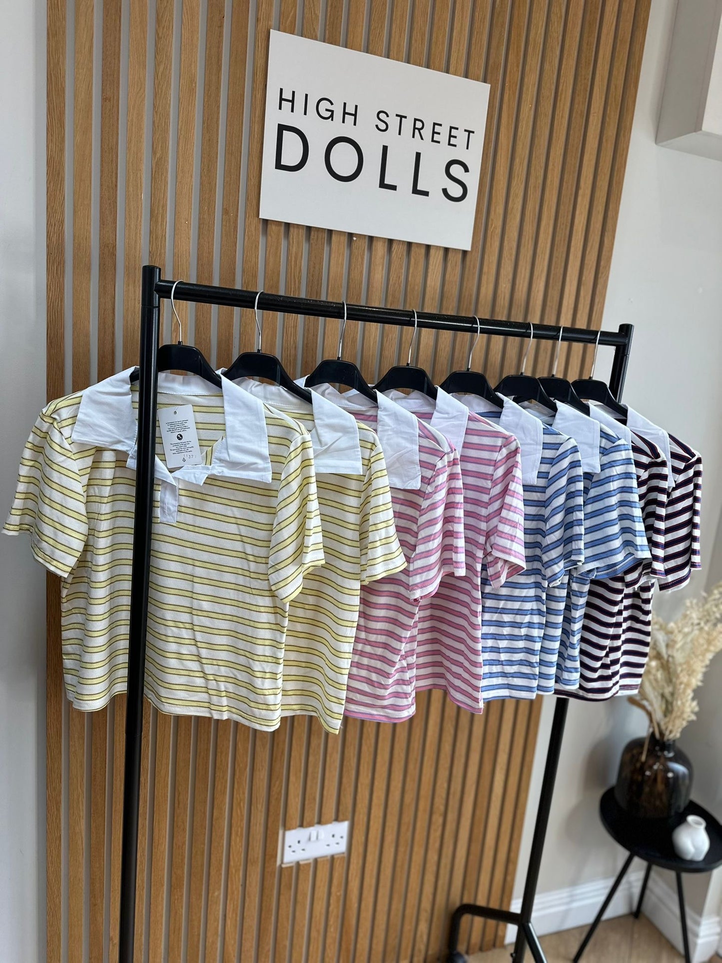 Billie Striped Rugby Top Fitted Short Sleeve T Shirt Collared Neckline Spring Summer Fashion