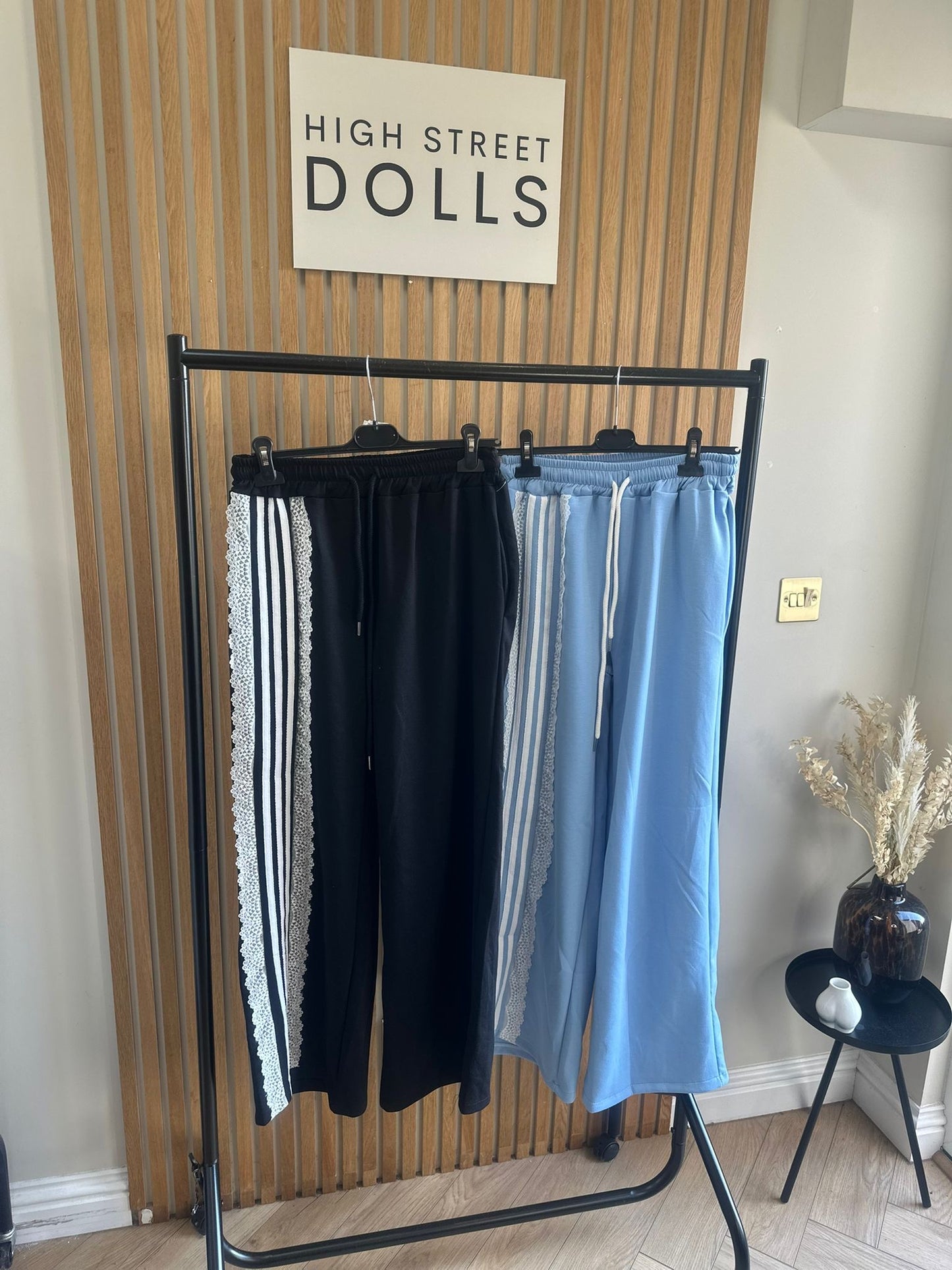Lacey Wide Leg Trousers Lace Stripe Details Spring Summer Holiday