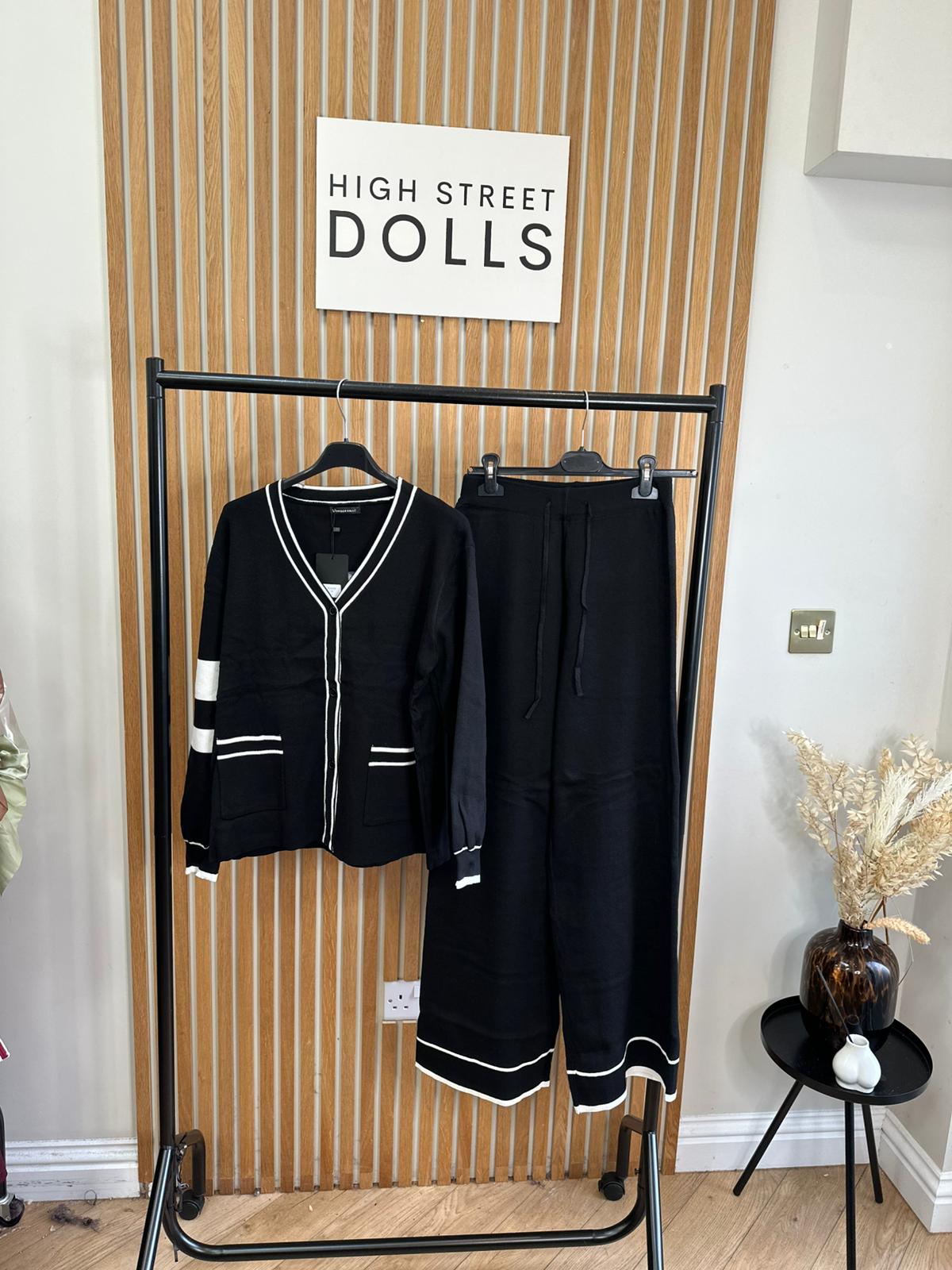 Hadley Knitted Slogan Lounge Set V Neck Cardigan Wide Leg Co Ord Autumn Winter Christmas Knitwear