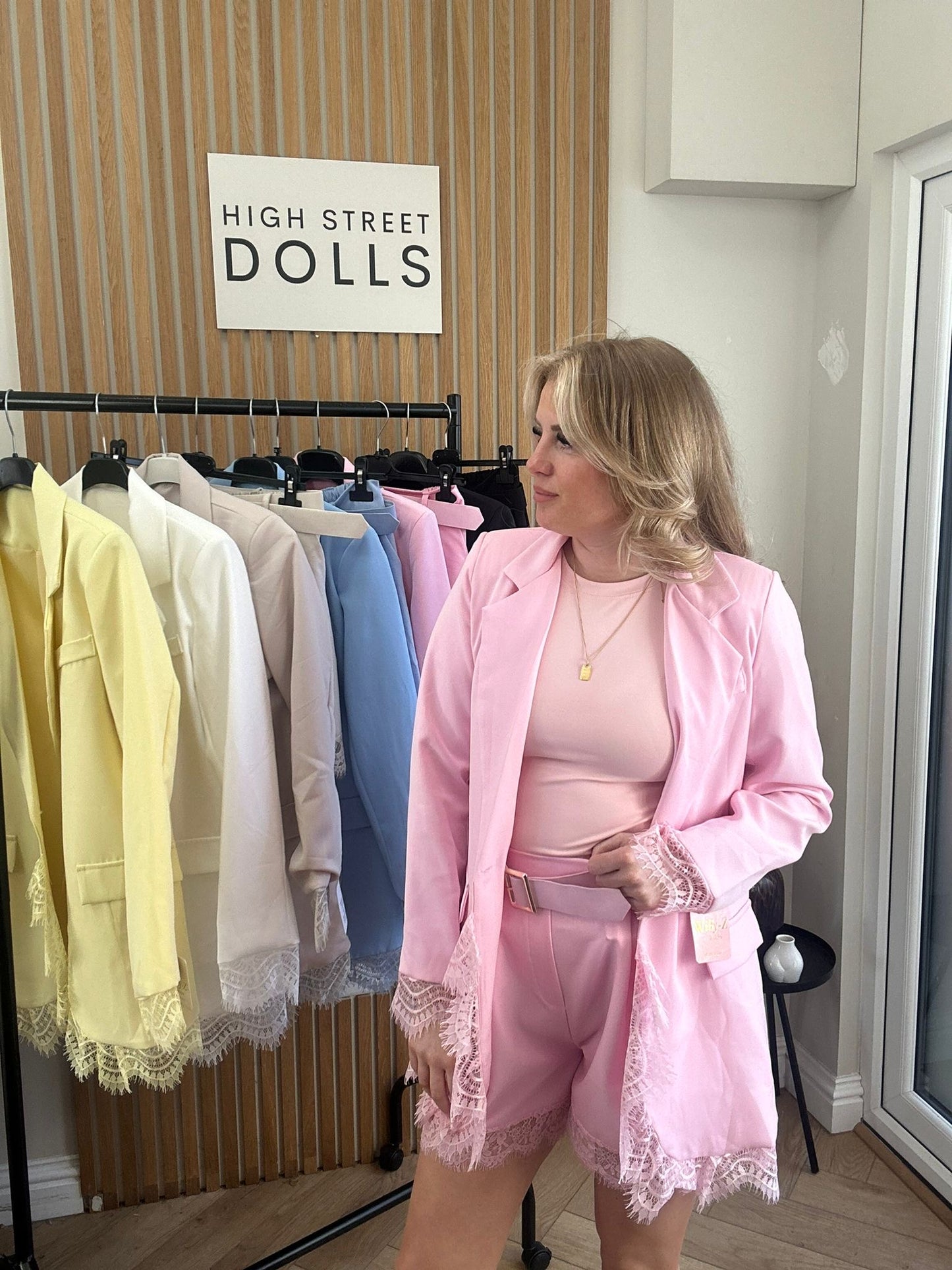 Lucinda Blazer Lace Detail Single Breasted Daywear Evening Wear Winter Spring Summer Pastels