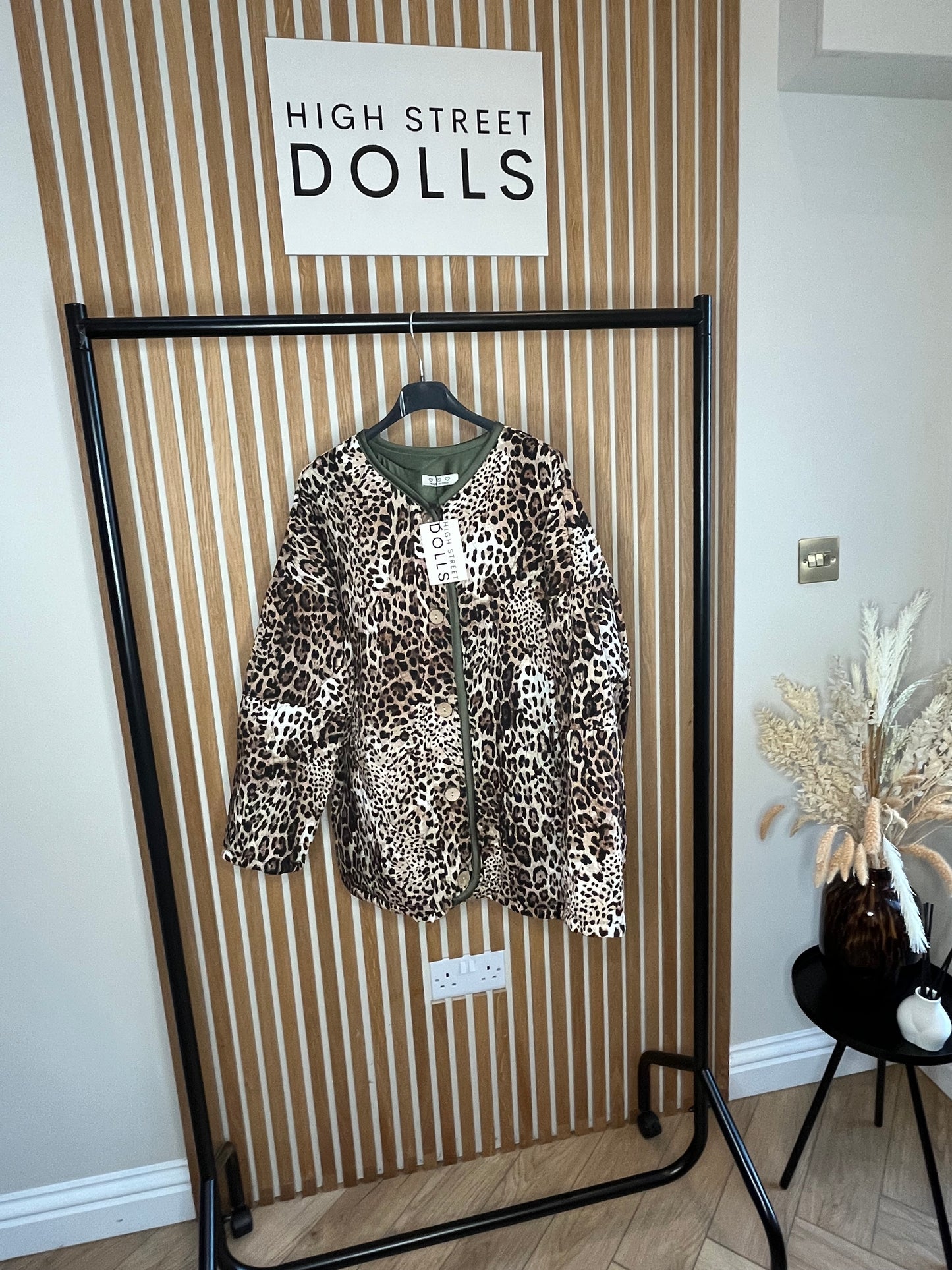 Leopard Print Quilted Jacket Coat