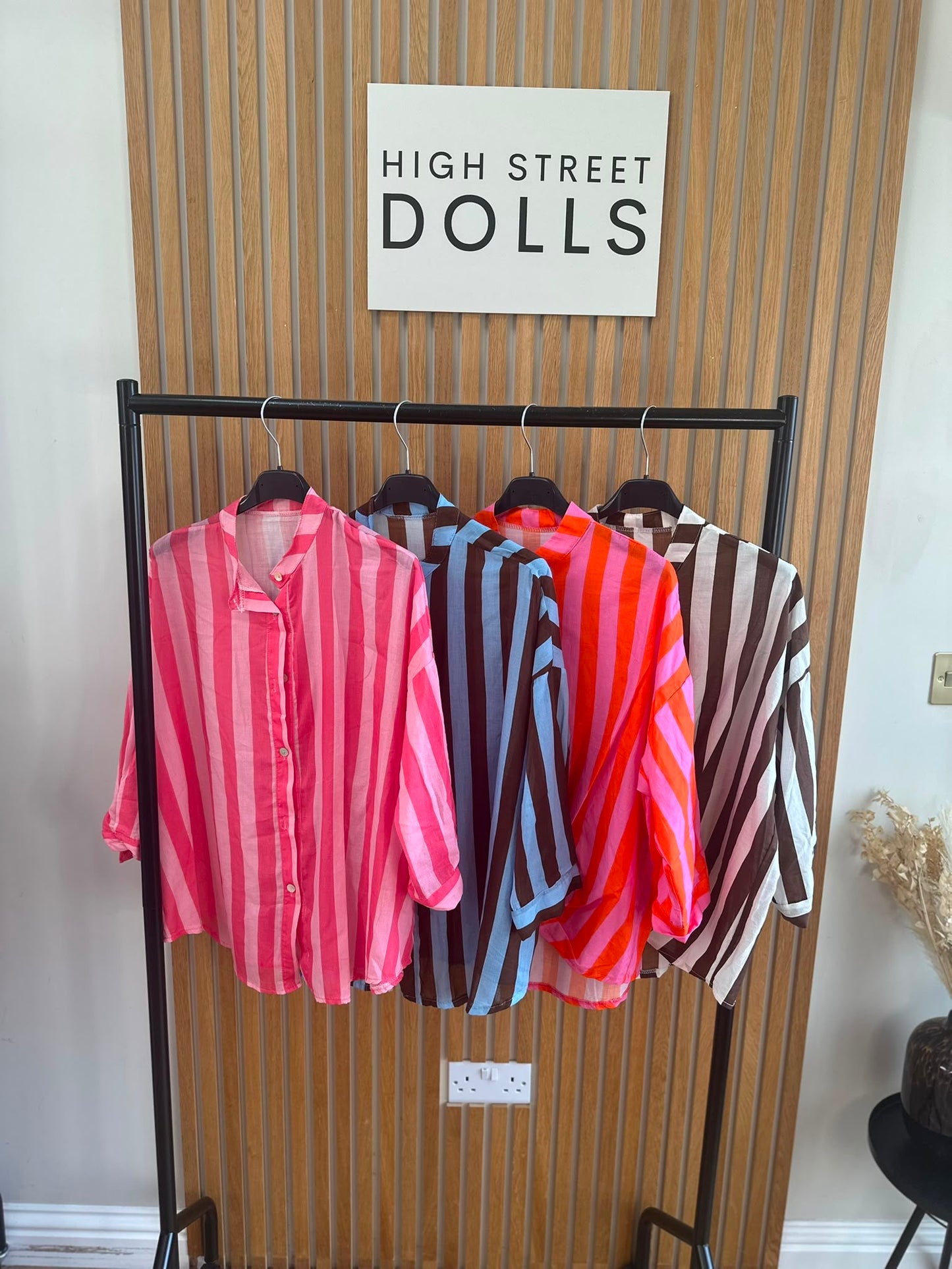 Coral Oversized Striped Shirt Bold Bright Summer Holiday Style