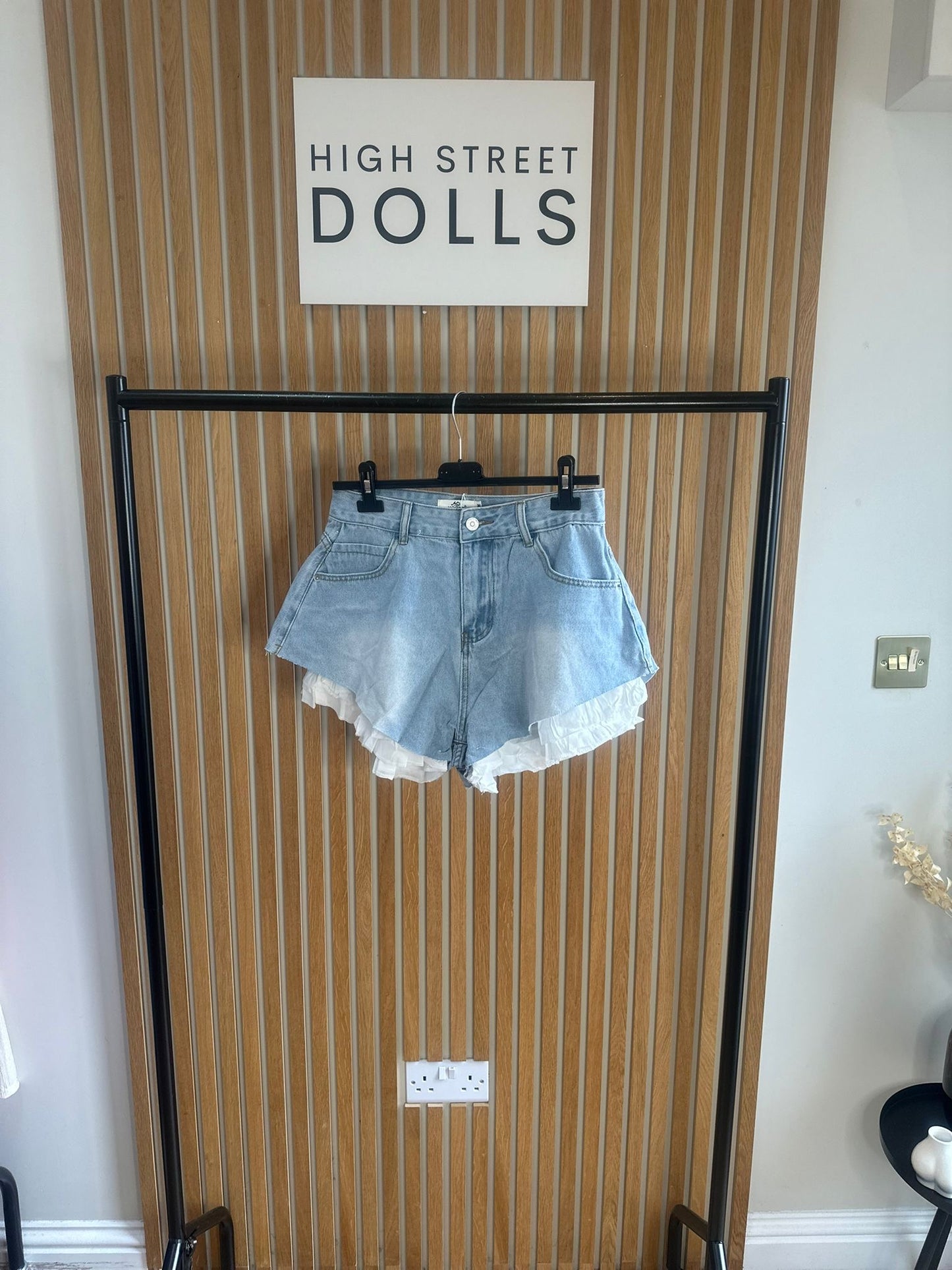 Polly Denim Shorts Denim Shorts with Ruffles Frilly High Waisted Spring Summer Holiday