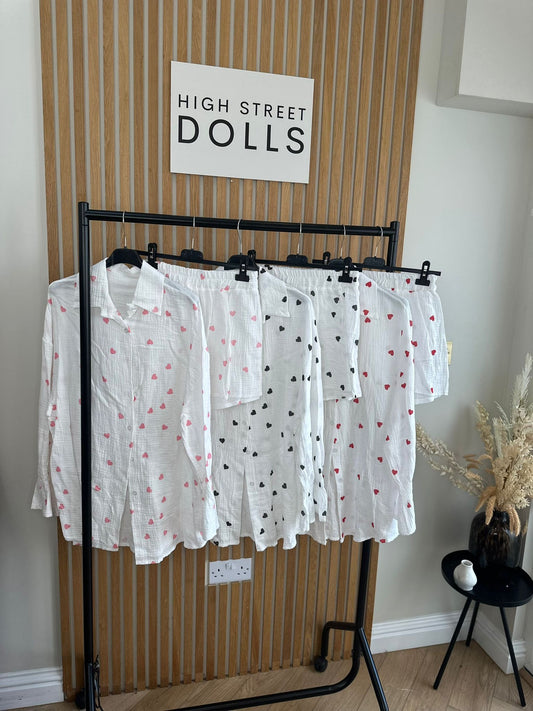 Laila Heart Cheesecloth Pyjamas Loungewear Sleepwear