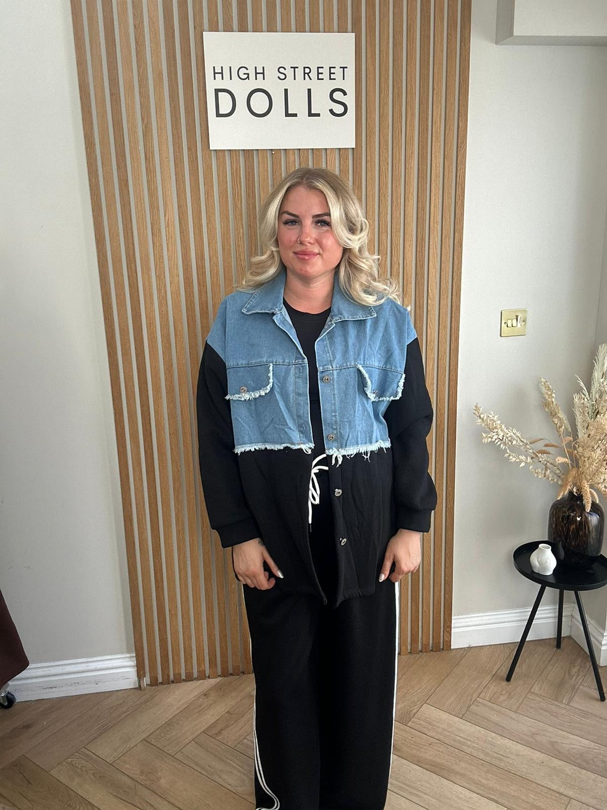 Bryony Oversized Shaket with Denim Details Shirt Jacket
