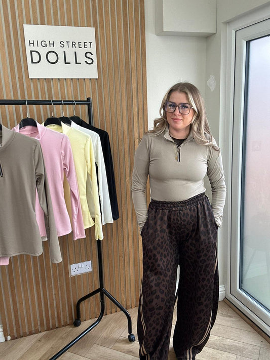 Millie Long Sleeve 1/4 Zip Fitted Top T Shirt High Neckline Spring Summer Winter Fashion Quarter Zip