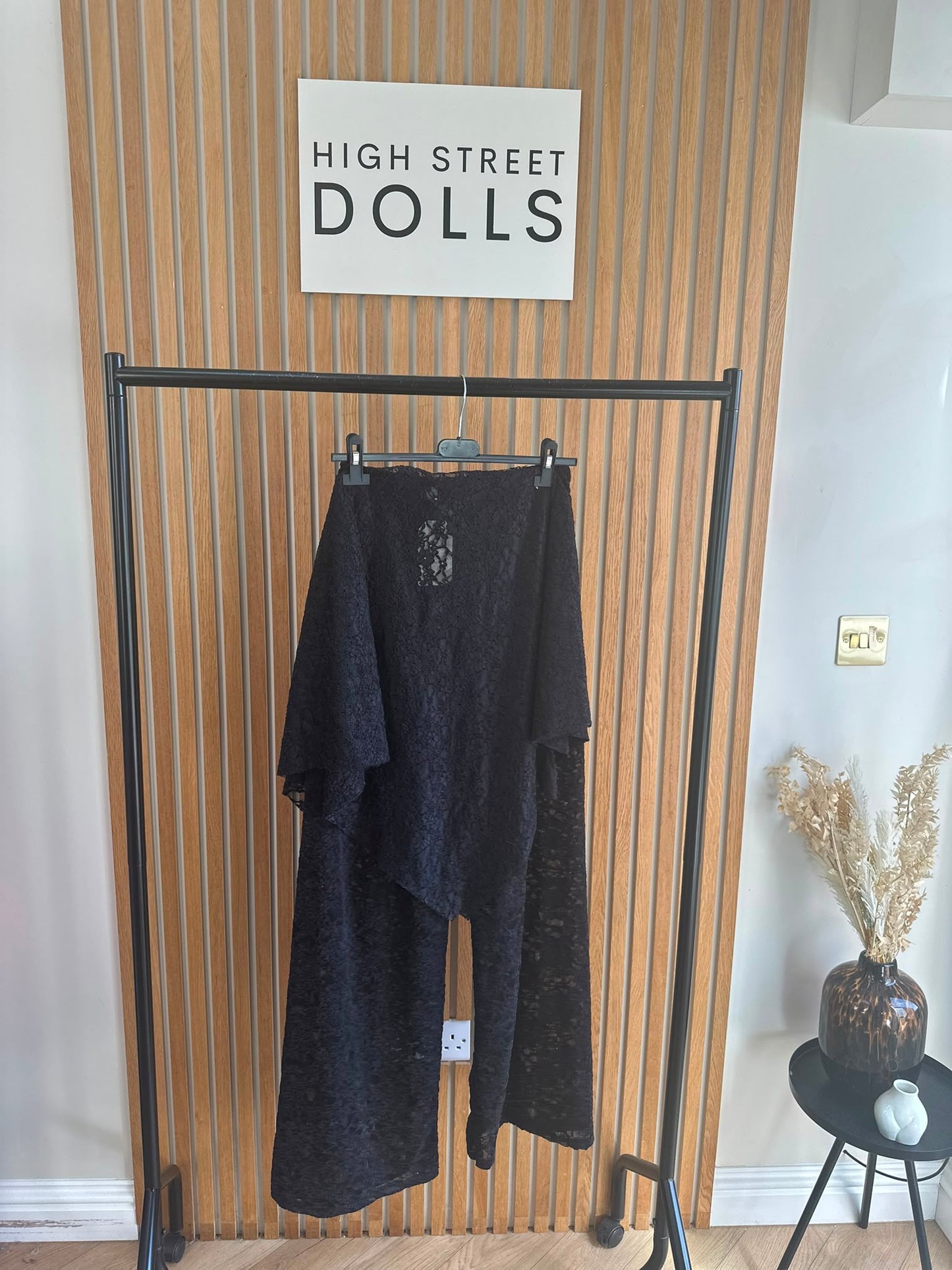 Cecilia Lace Co Ord Poncho Top and Trousers Wide Leg Sheer Evening Outfit