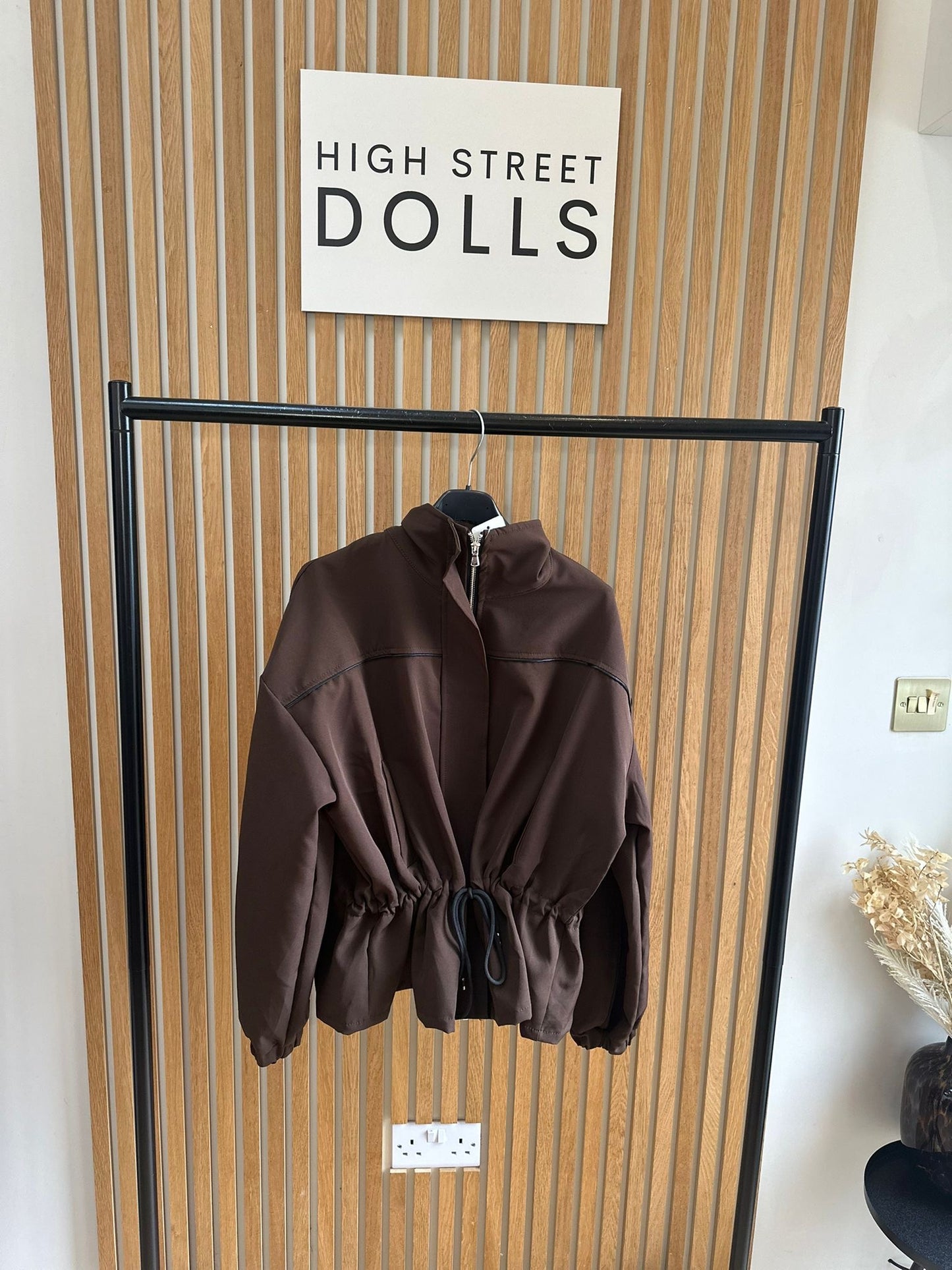 Mia Peplum Jacket – Women’s Sporty Lightweight Cover-Up, Autumn/Winter Layer with Piping Details, Cinched Waistline & Funnel Neckline