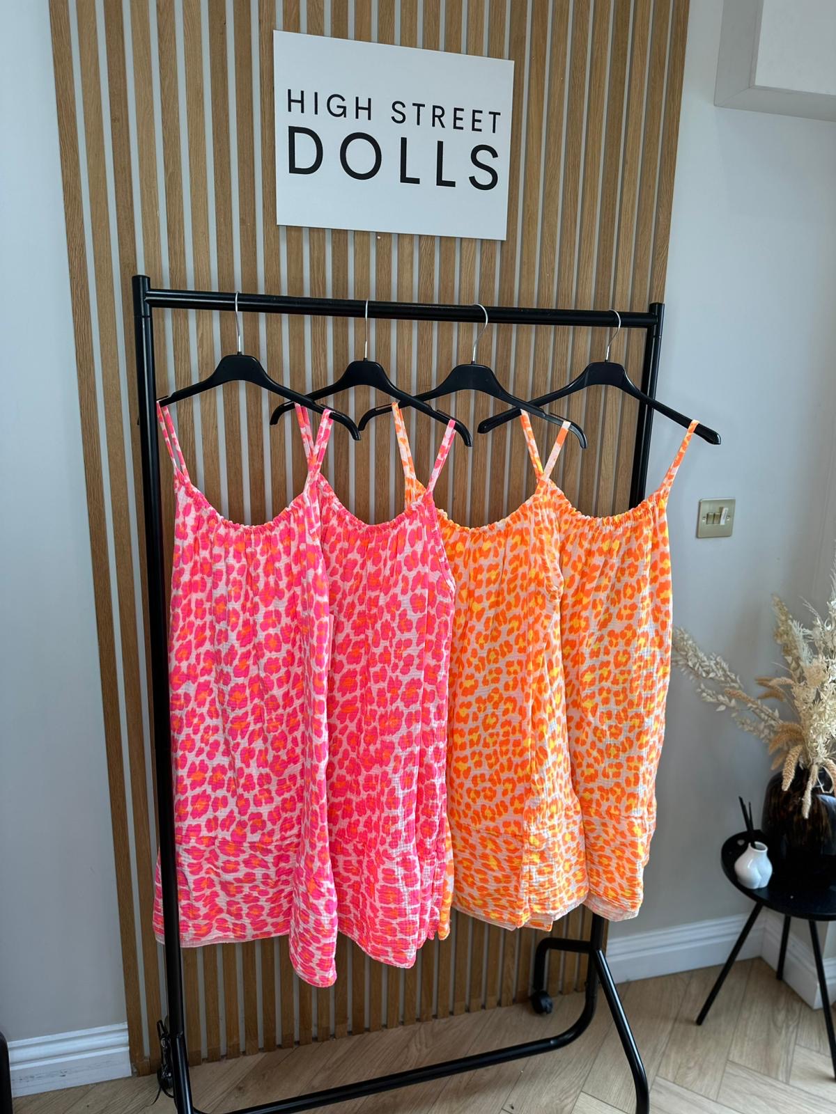 Delilah Cheesecloth Printed Dress Mini Length Leopard Print Holiday Summer